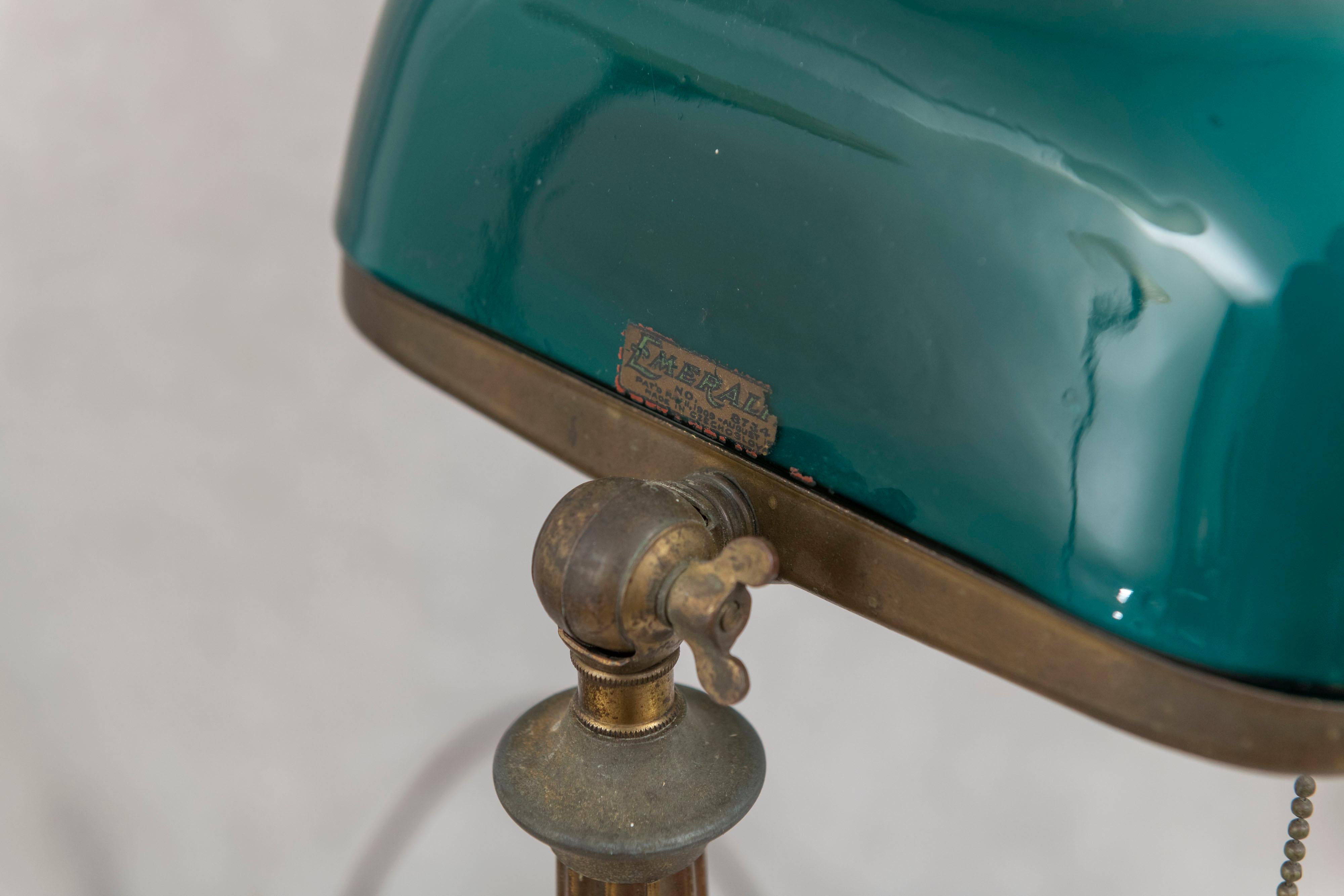 Green Shade Banker's Lamp, Emeralite, ca. 1917 In Good Condition In Petaluma, CA