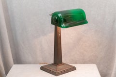 Green Shade Banker's Lamp Signed Verdelite