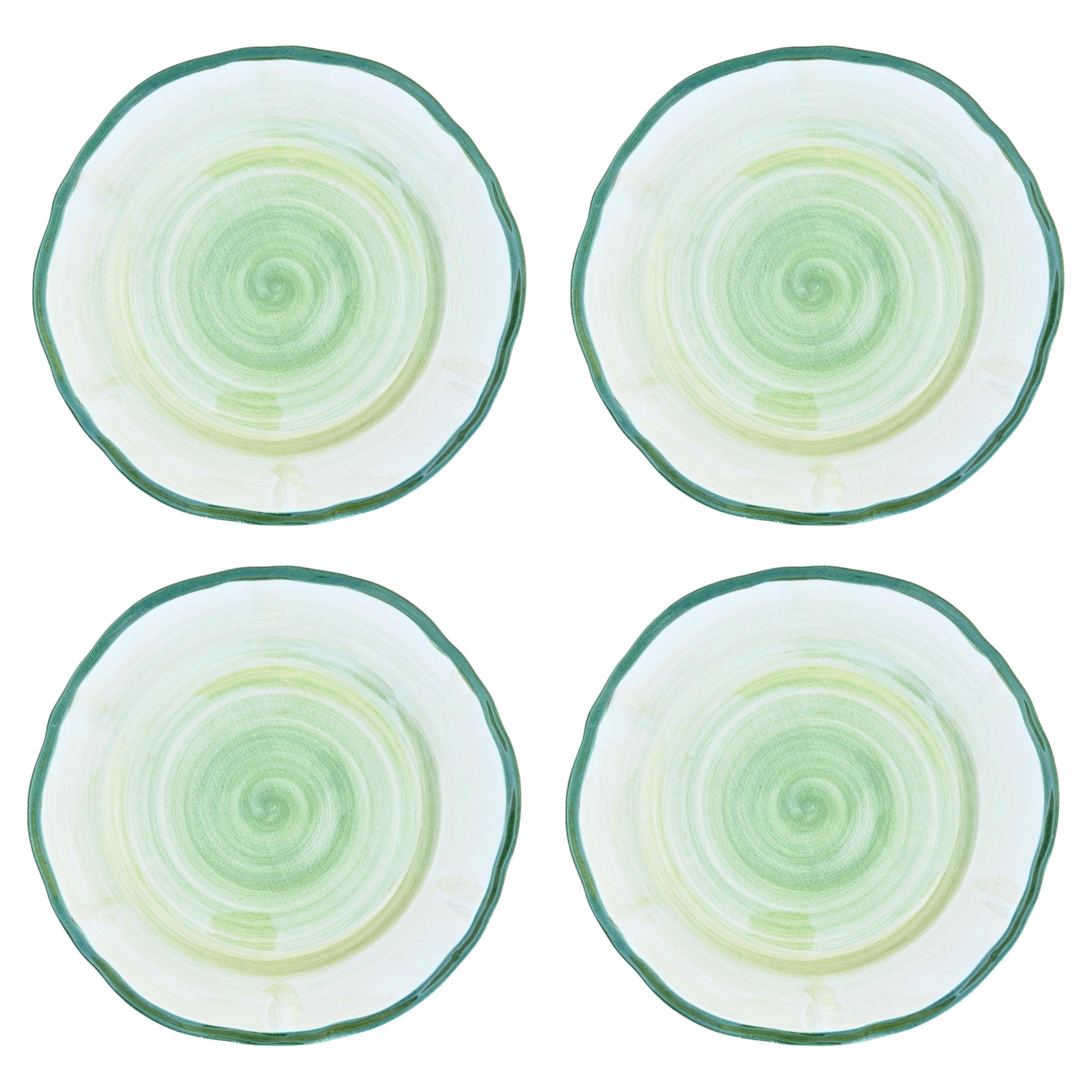 Green Shade Hand-Painted Ceramic Salad Plate - Set of 4 - Made in Italy