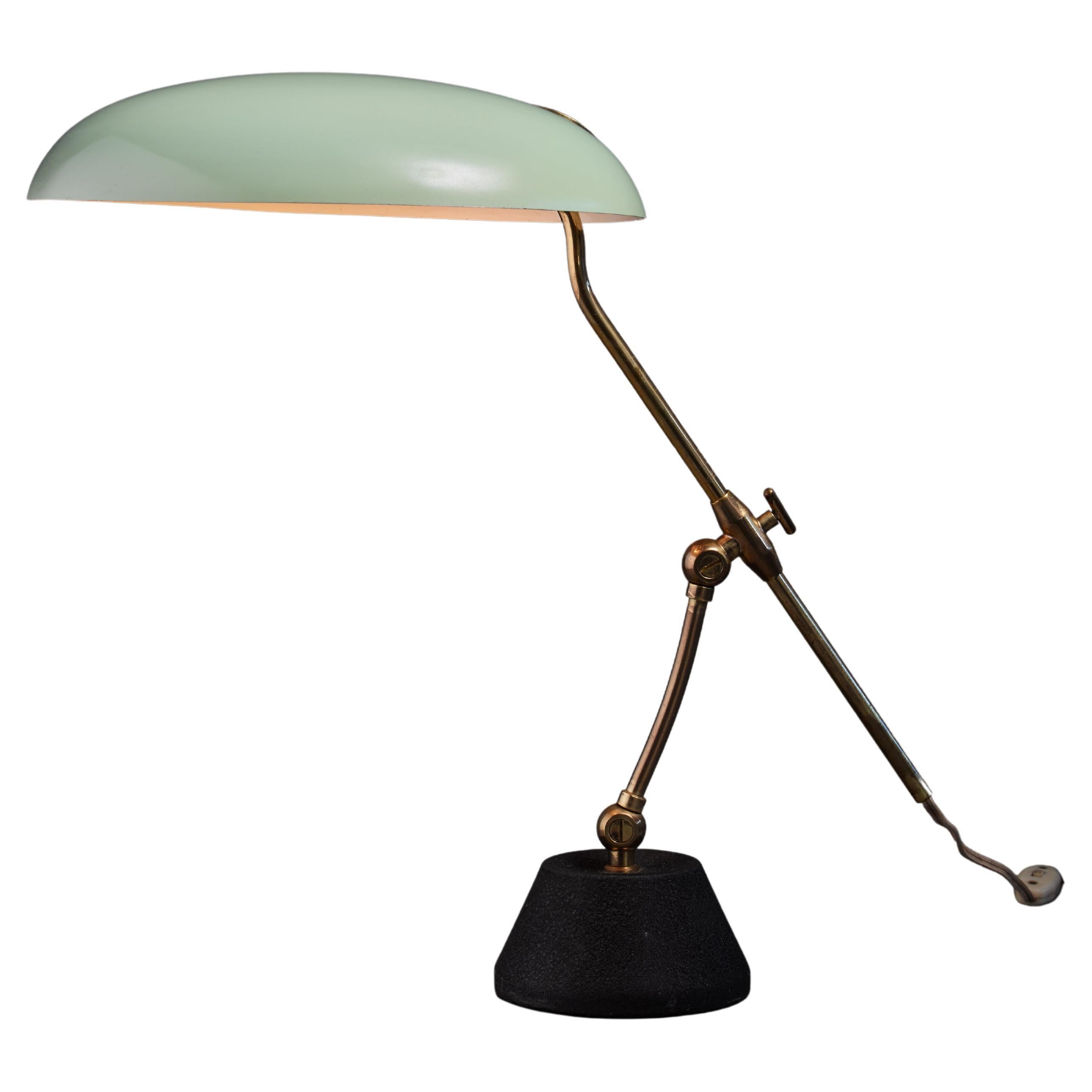 Green Shaded BAG Turgi Table Lamp, Switzerland, 1950s