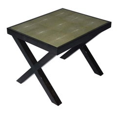 Green Shagreen Leather Side Table