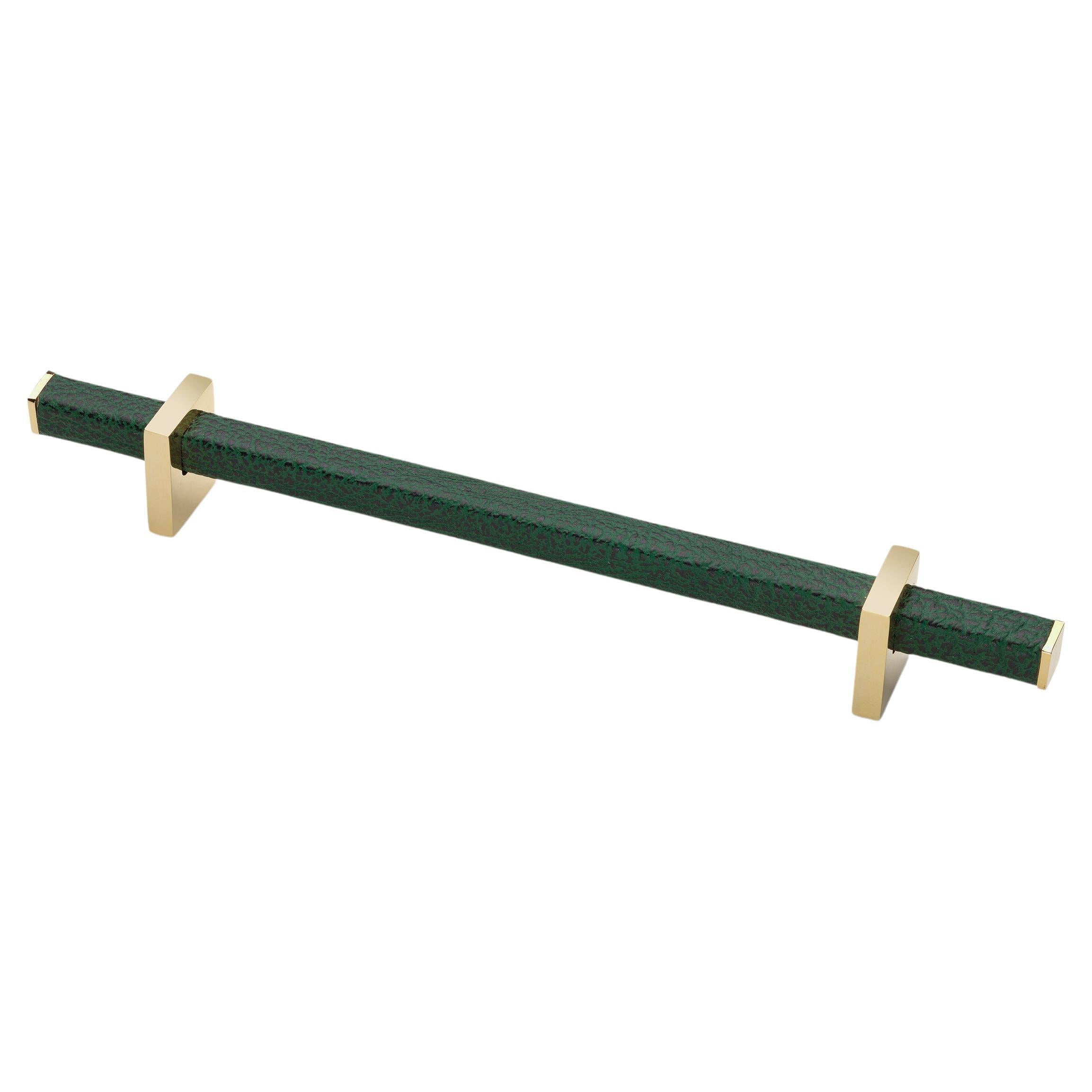 Luxury Pull Handle, Various Metal & Leather Color Finishes Classic Shape. Brass
