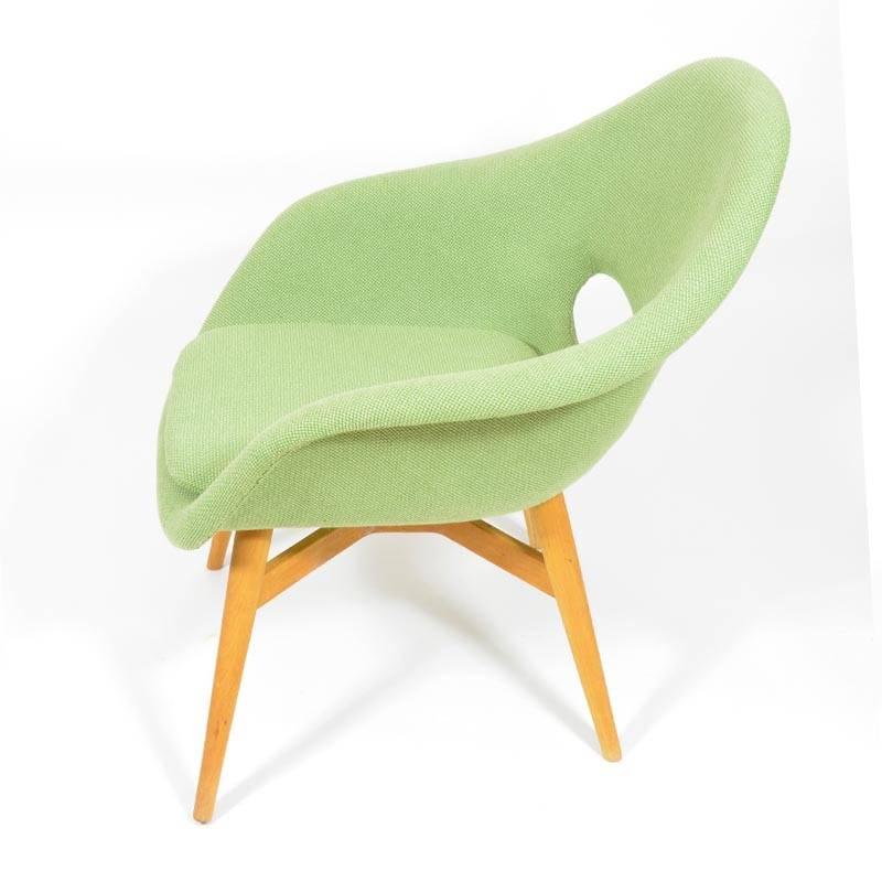 Mid-Century Modern Green Shell Chair by Miroslav Navrátil, 1960s For Sale