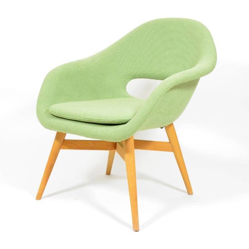 Czech Green Shell Chair by Miroslav Navrátil, 1960s For Sale