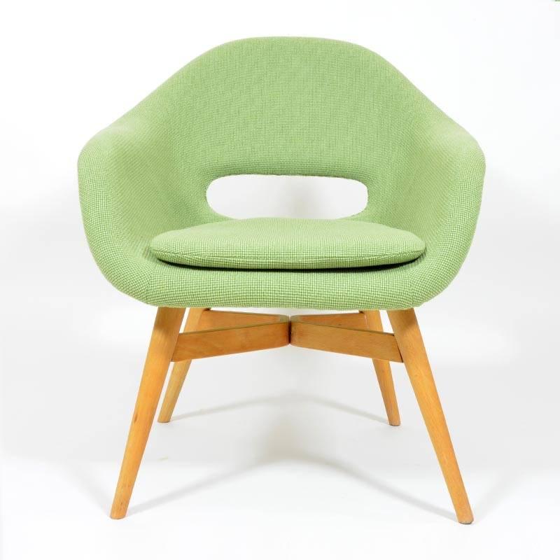Textile Green Shell Chair by Miroslav Navrátil, 1960s For Sale