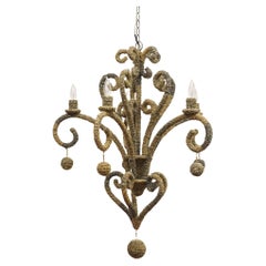 Green Shell Covered Five Arm Chandelier