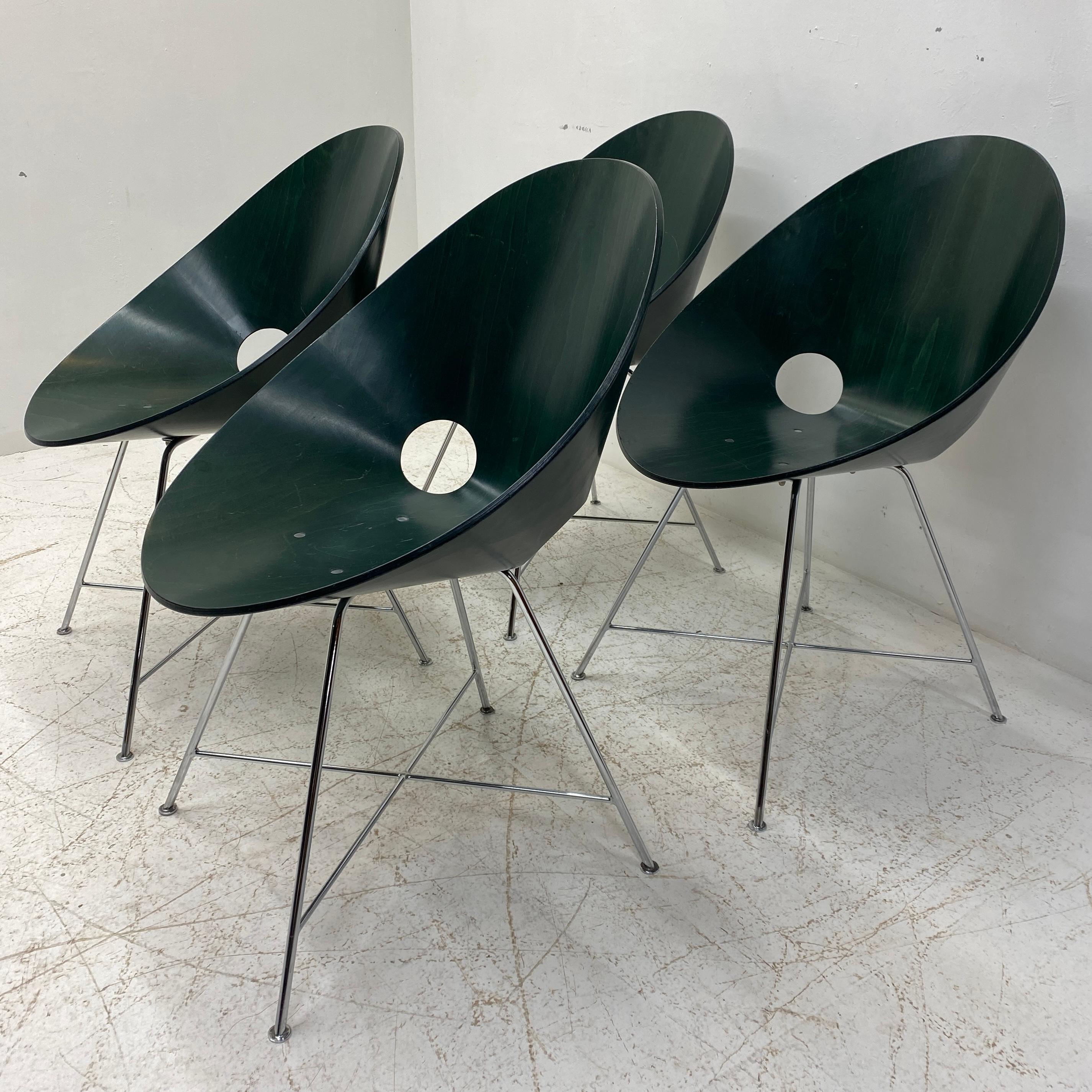 Green Shell Dining Chairs Eddie Harlis For Sale 5