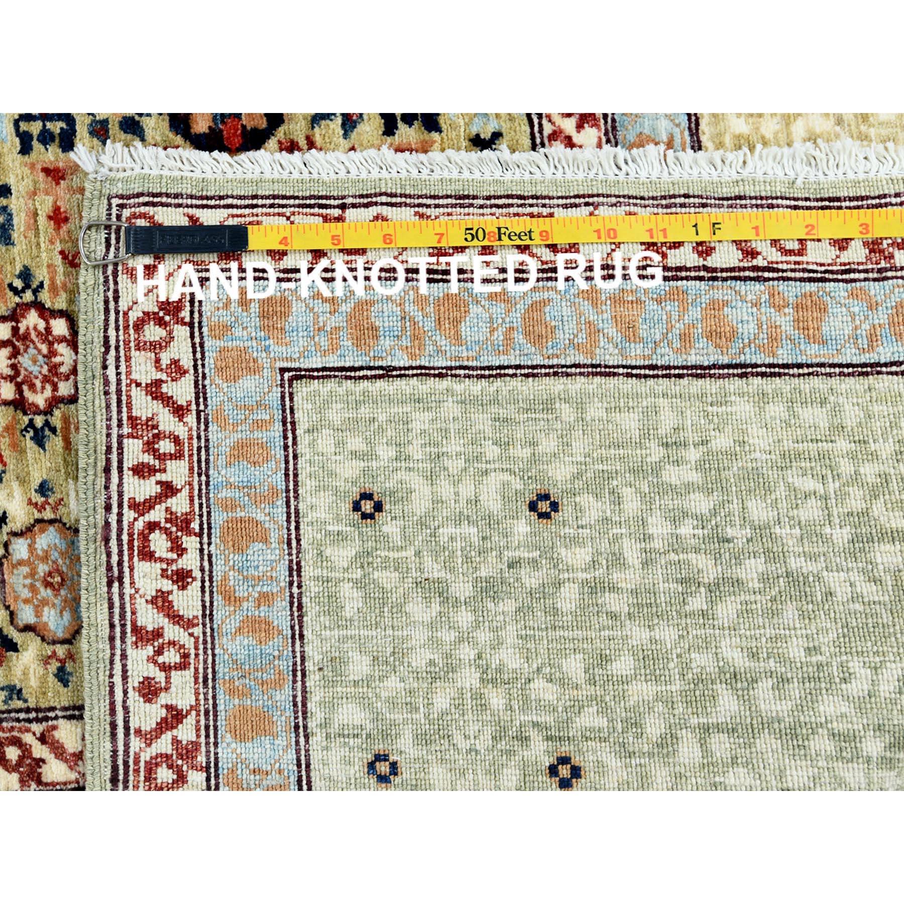Vert brillant Laine nouée à la main Super Fine Peshawar 200 KPSI Rug 8'2