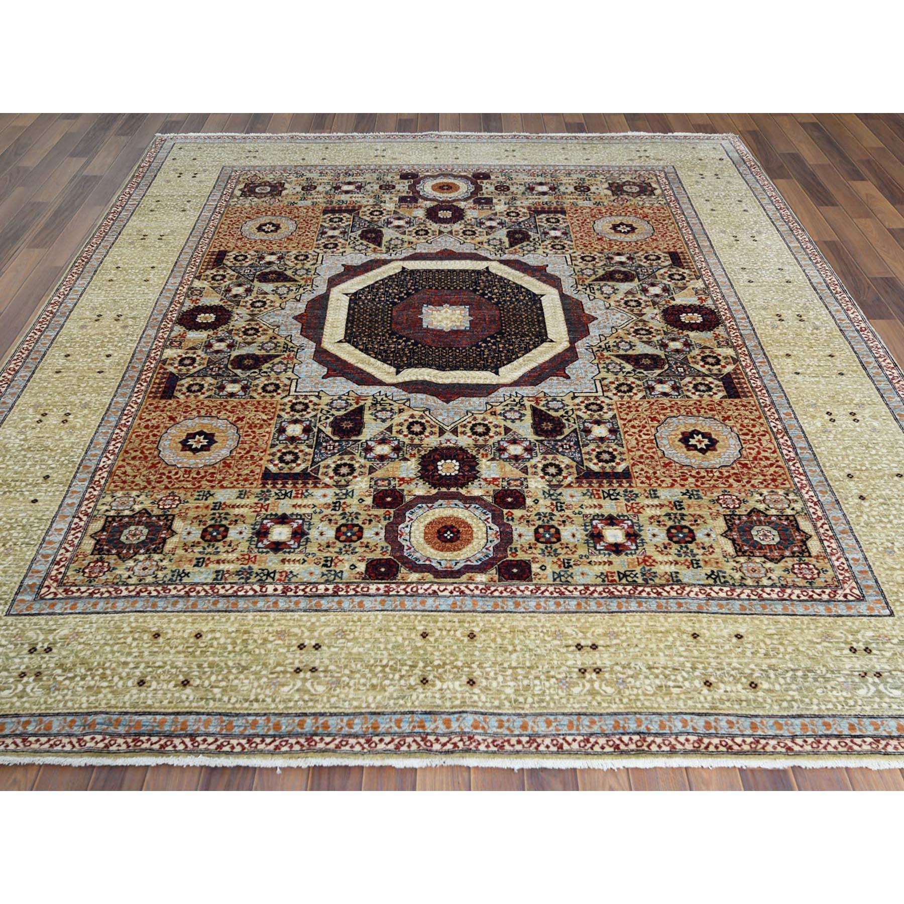 Médiéval Vert brillant Laine nouée à la main Super Fine Peshawar 200 KPSI Rug 8'2