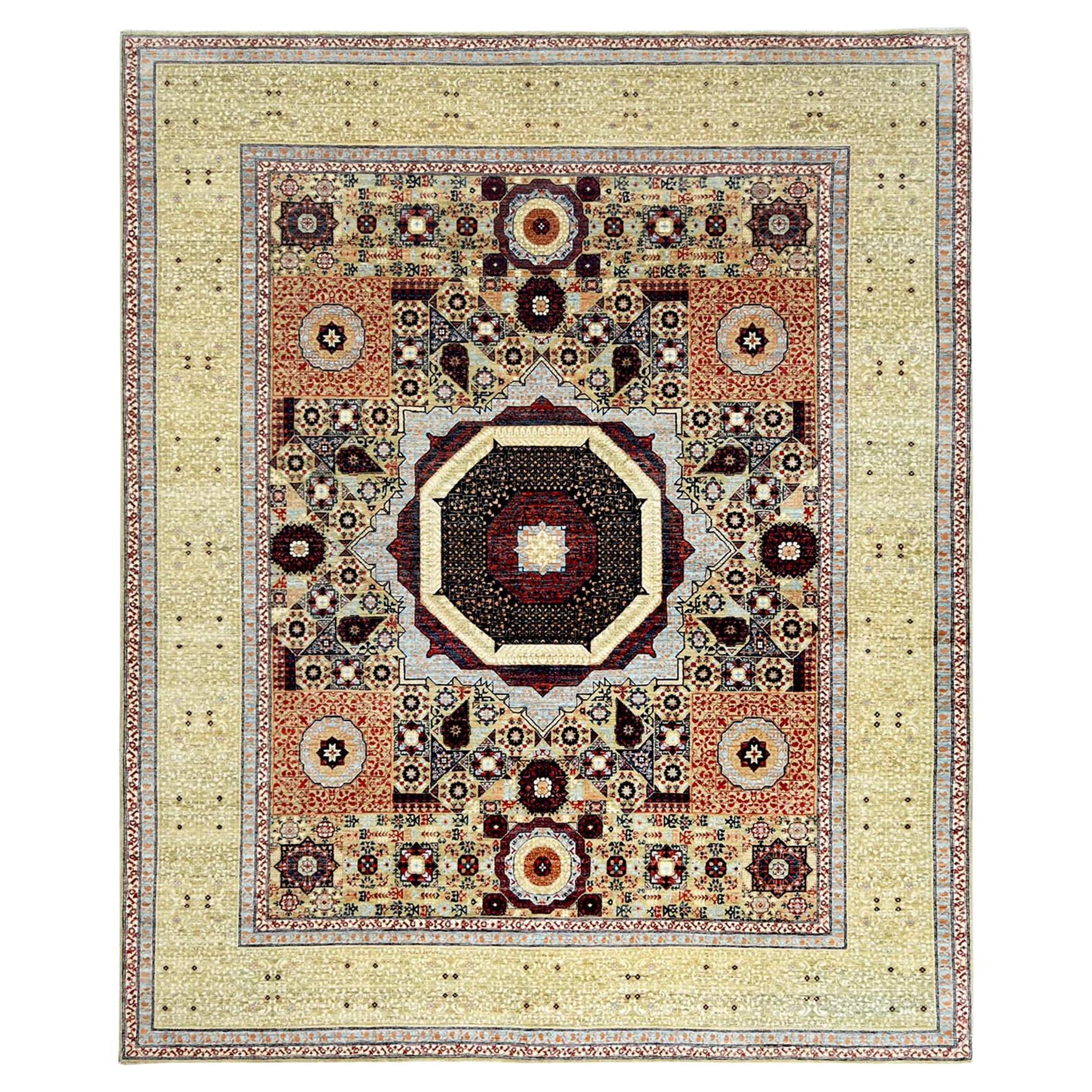Vert brillant Laine nouée à la main Super Fine Peshawar 200 KPSI Rug 8'2" x 10'0" en vente