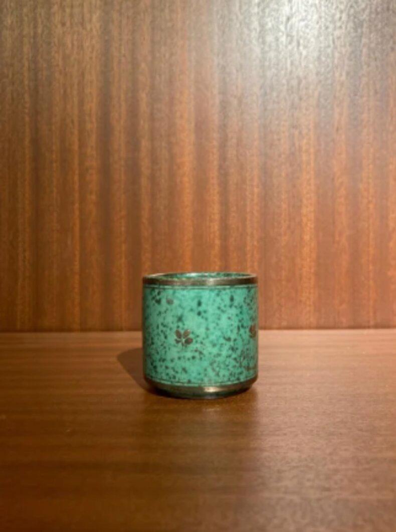 Swedish Green Short and Wide Vase by Wilhelm Kåge For Sale