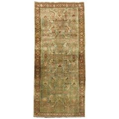 Tapis de couloir traditionnel persan Bidjar court vert