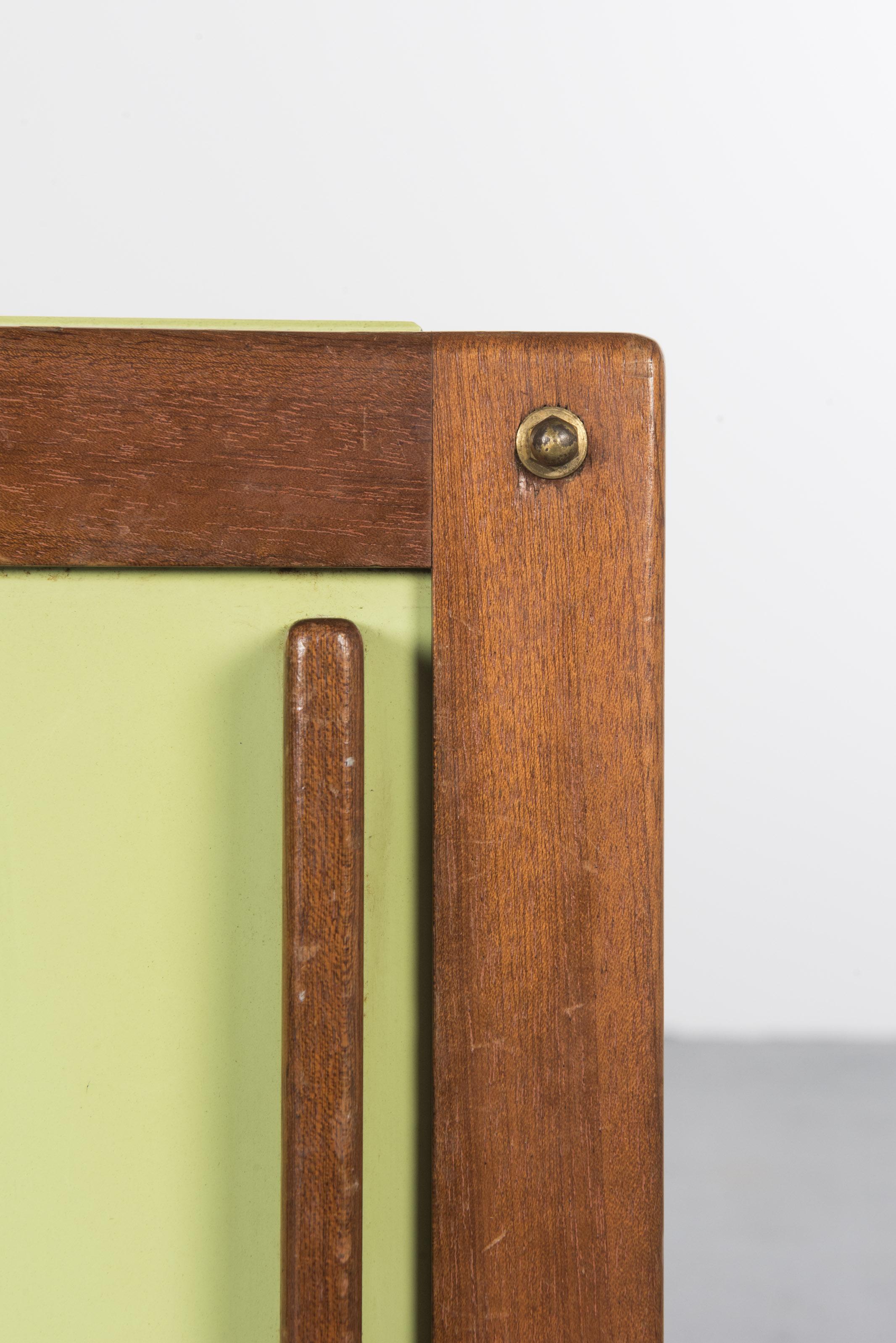 Green Sideboard by André Sornay, circa 1955 In Good Condition In Villeurbanne, Rhone Alpes