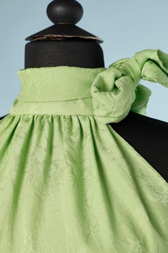 Green silk jacquard top with bow on the side Yves Saint Laurent Rive Gauche 1993
