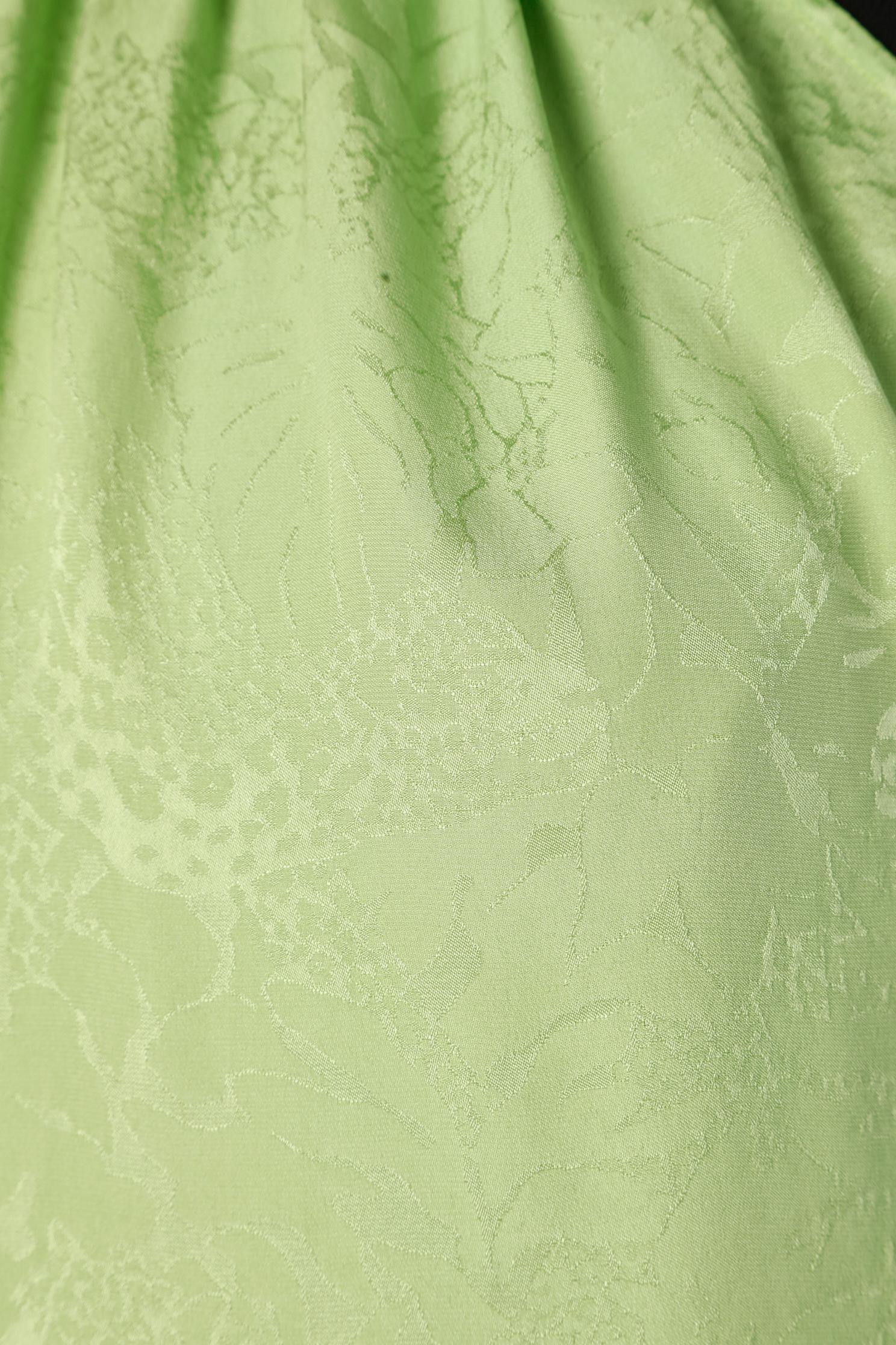 Verde Top in seta jacquard verde con fiocco laterale Yves Saint Laurent Rive Gauche 1993 in vendita