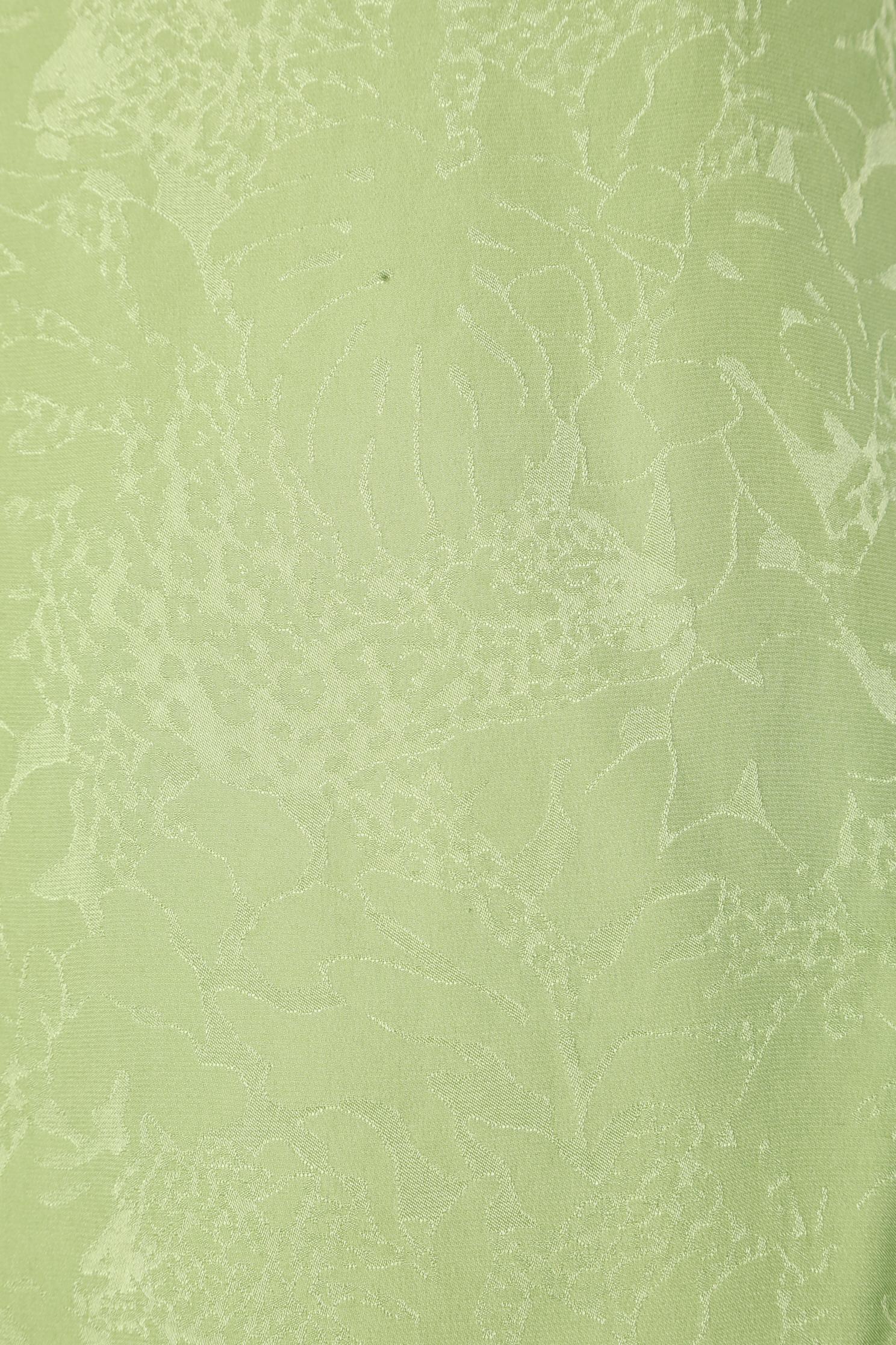 Top in seta jacquard verde con fiocco laterale Yves Saint Laurent Rive Gauche 1993 In condizioni ottime in vendita a Saint-Ouen-Sur-Seine, FR