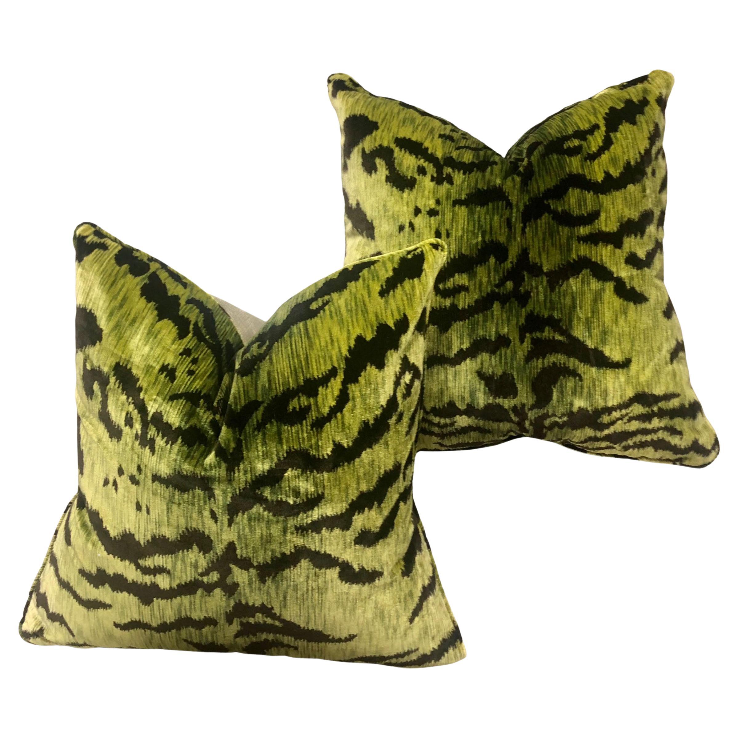 Sage Green / Grey Silk Velvet Pillows, Pair For Sale at 1stDibs sage