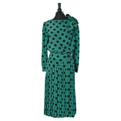 Conjunto de camisa y falda de seda verde con estampado de lunares LANVIN W1985