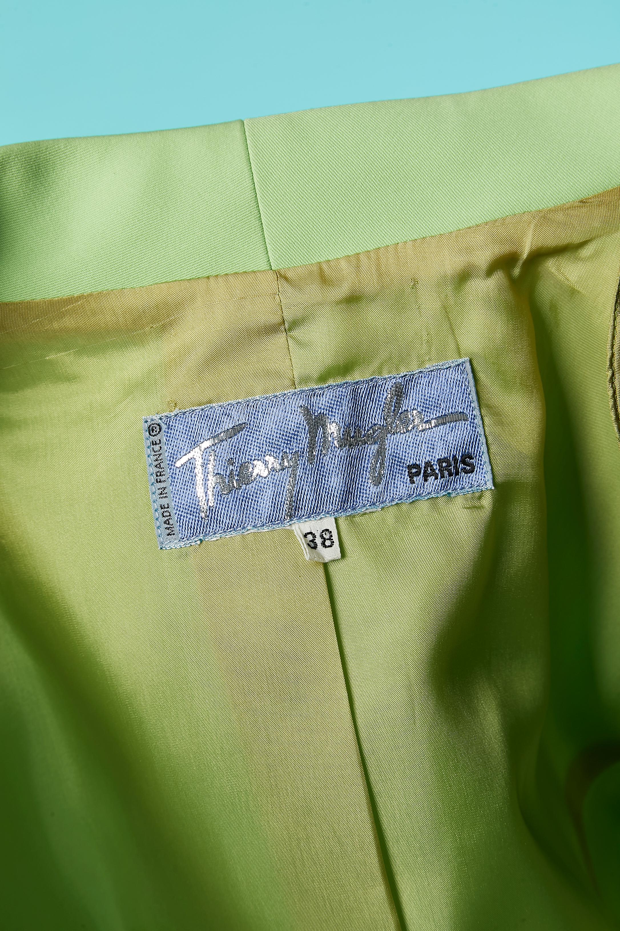 Tailleur jupe verte coupé et fermeture éclair Thierry Mugler des années 1990  en vente 3