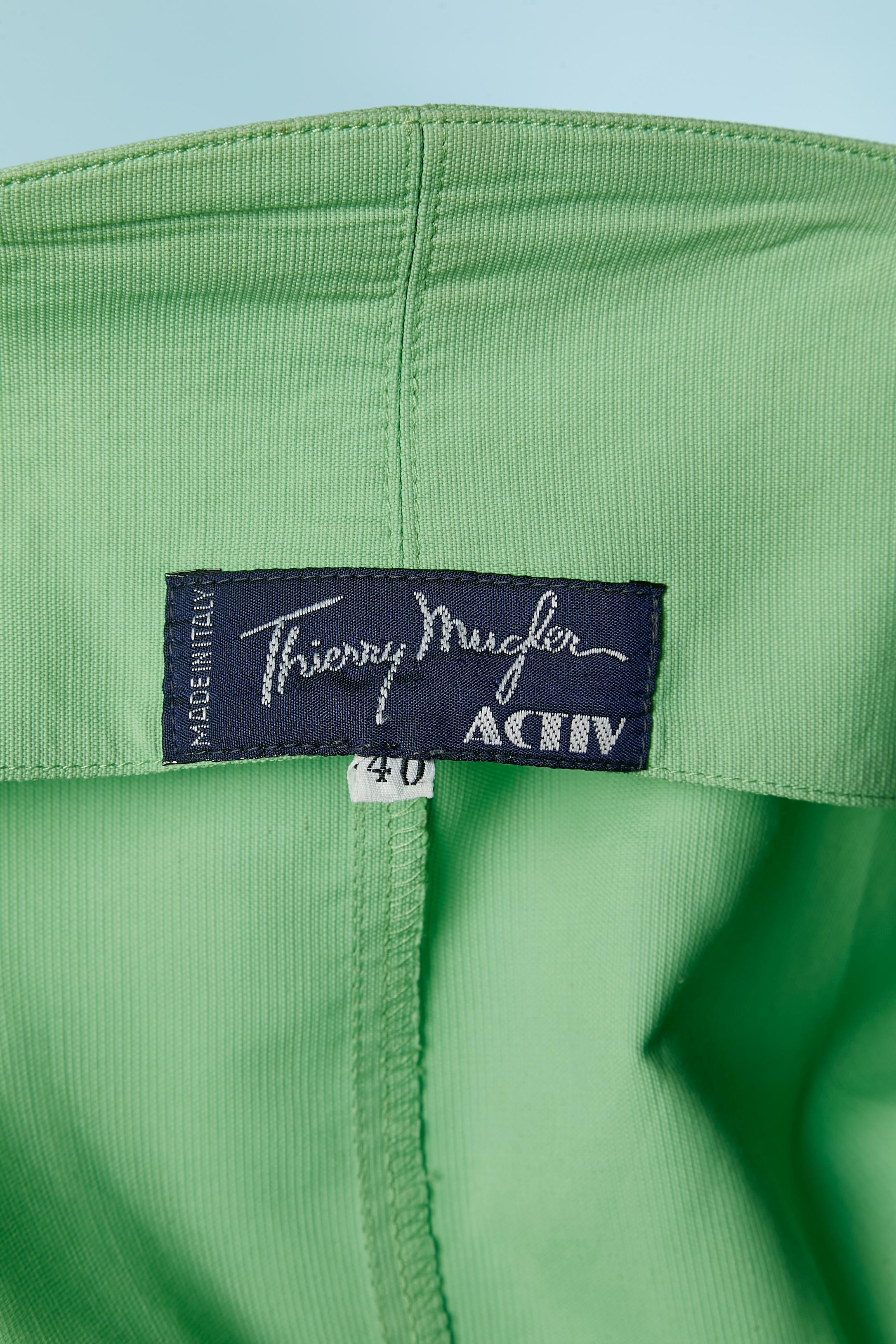 Green skirt suit with tulip's pocket THIERRY MUGLER ACTIV For Sale 7