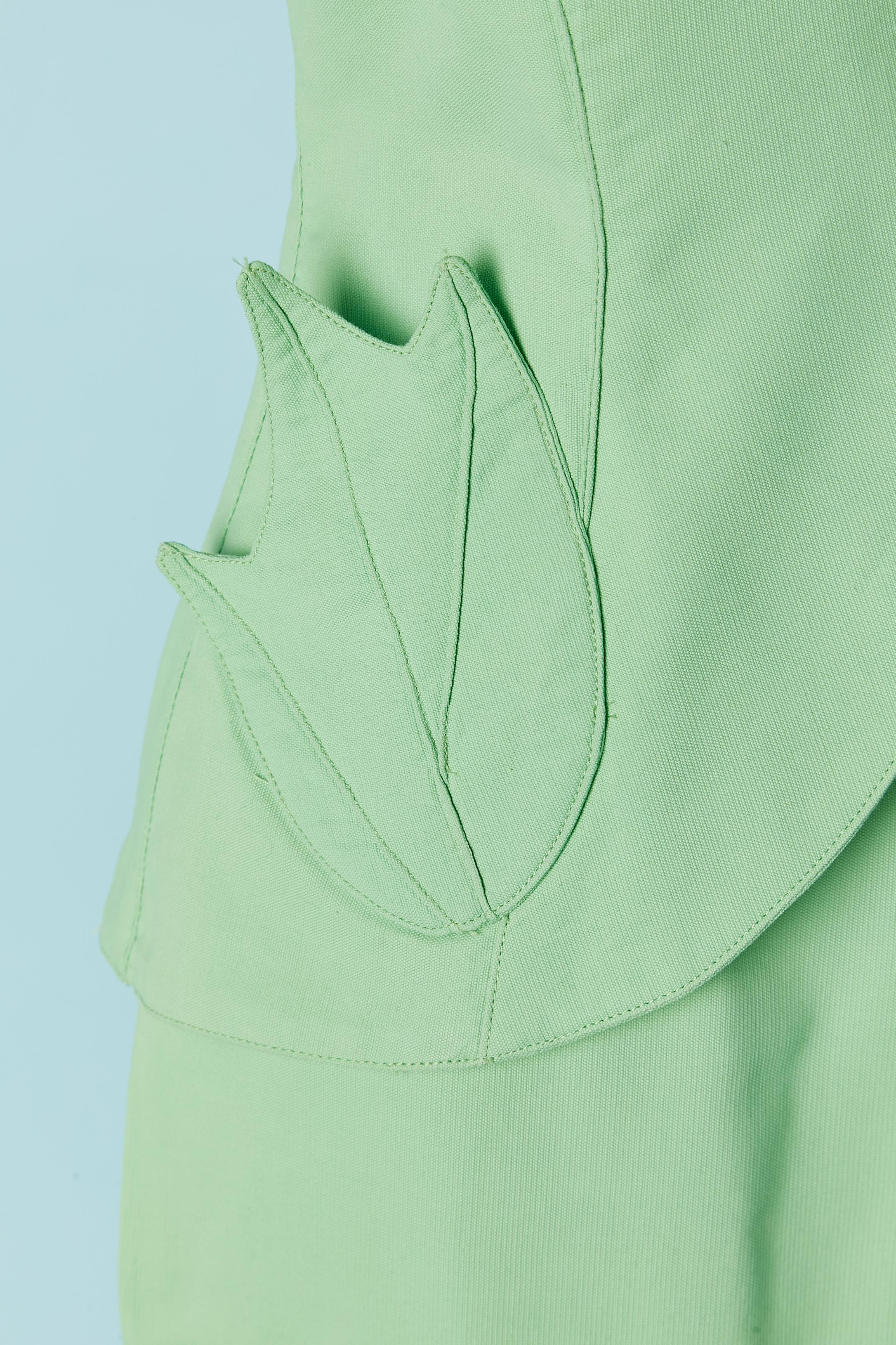 Women's Green skirt suit with tulip's pocket THIERRY MUGLER ACTIV For Sale