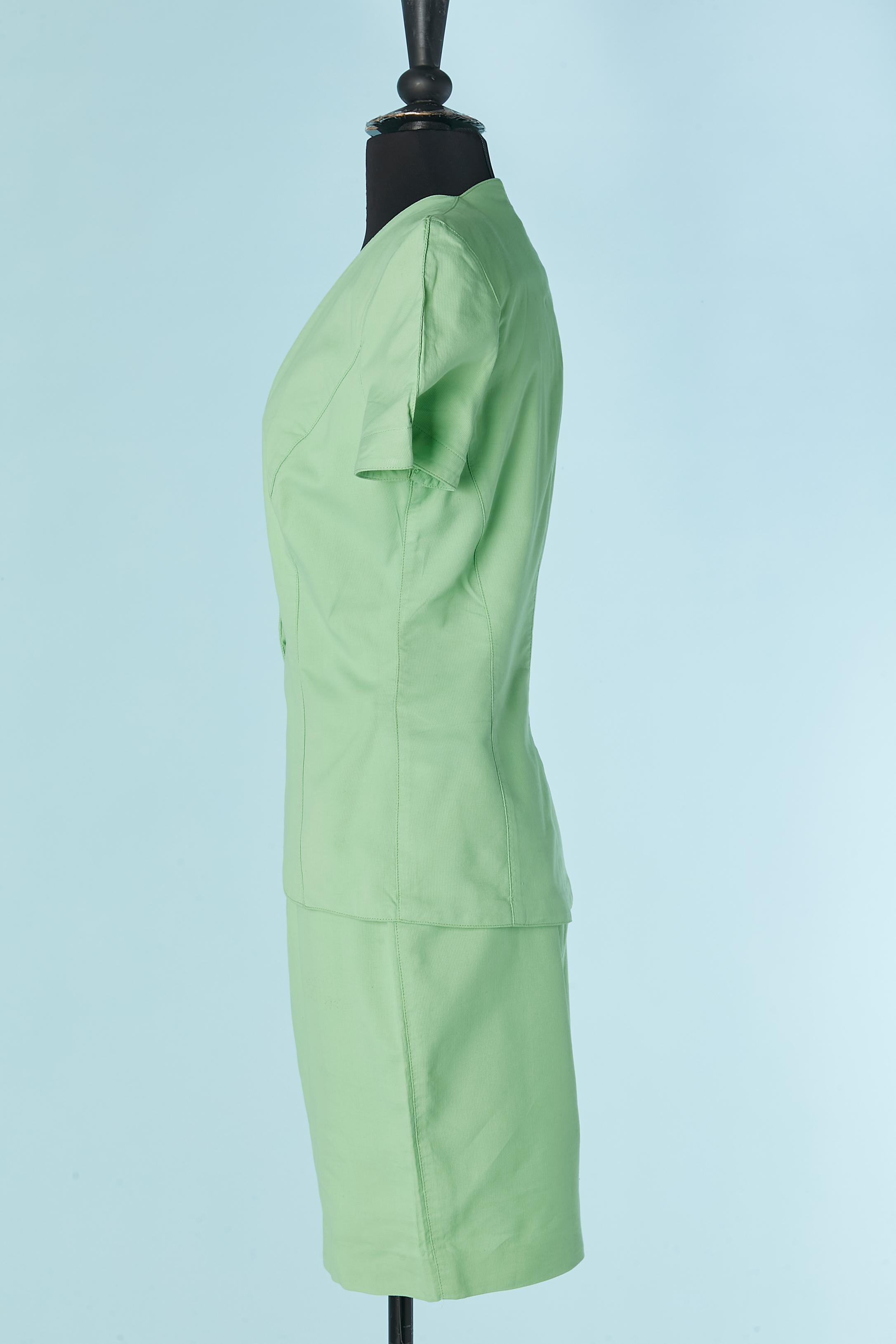 Green skirt suit with tulip's pocket THIERRY MUGLER ACTIV For Sale 1