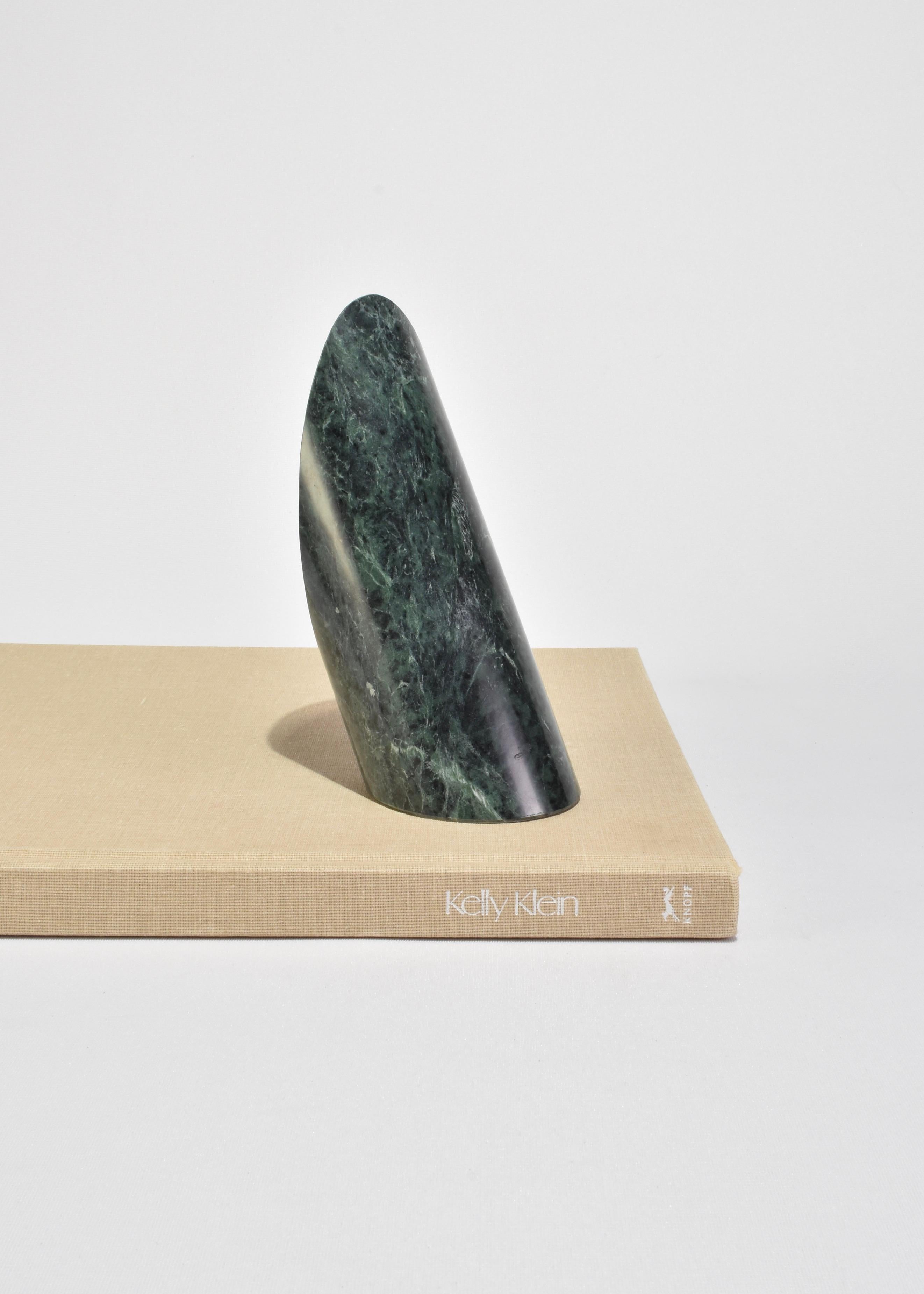 Vintage slanted green stone cylindrical bookends, set of two. 


