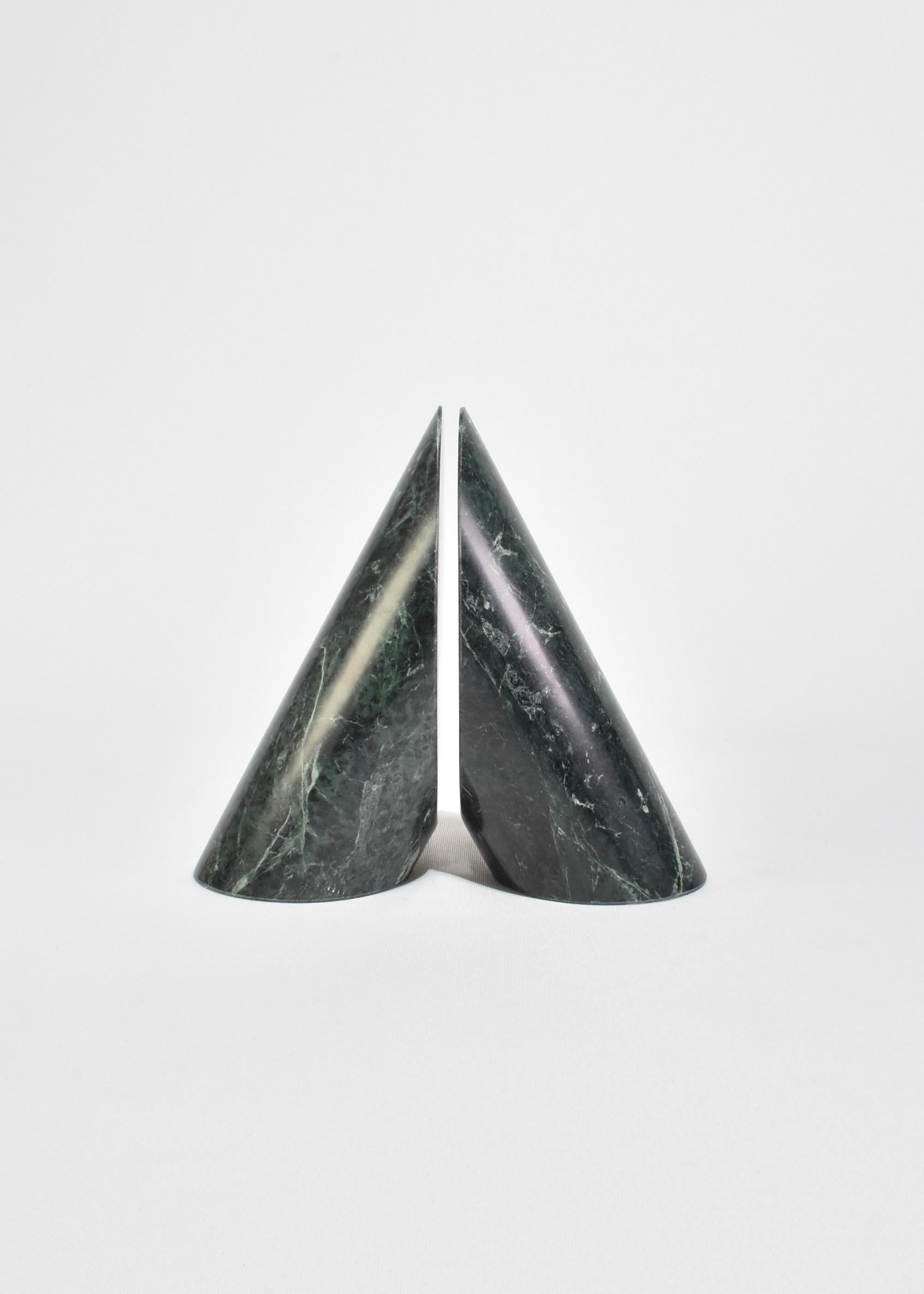 20th Century Green Slanted Stone Bookends For Sale