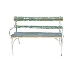 Green Slatted Garden Bench