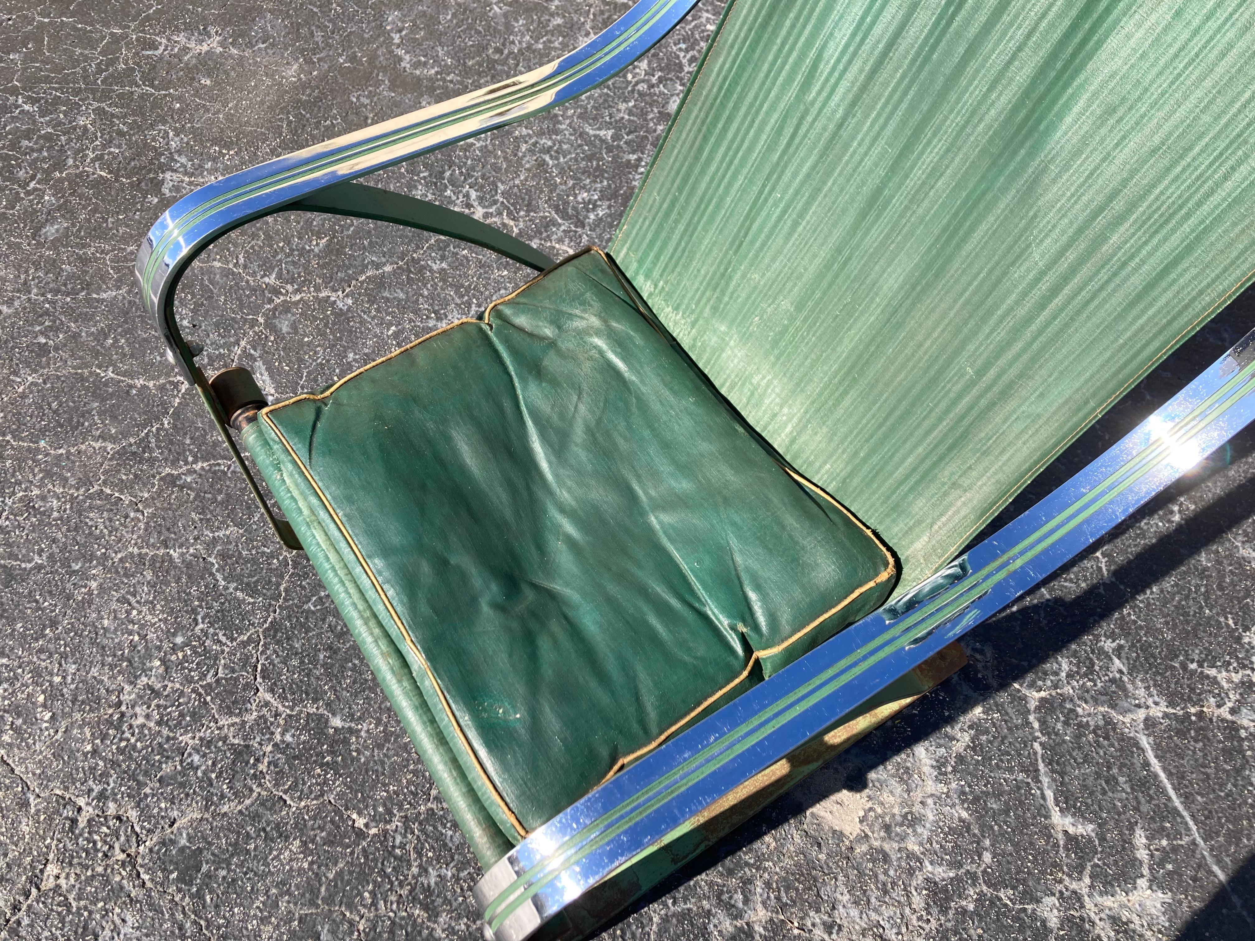 Green Sling Lounge Chair by Mckay Craft In Good Condition For Sale In Miami, FL