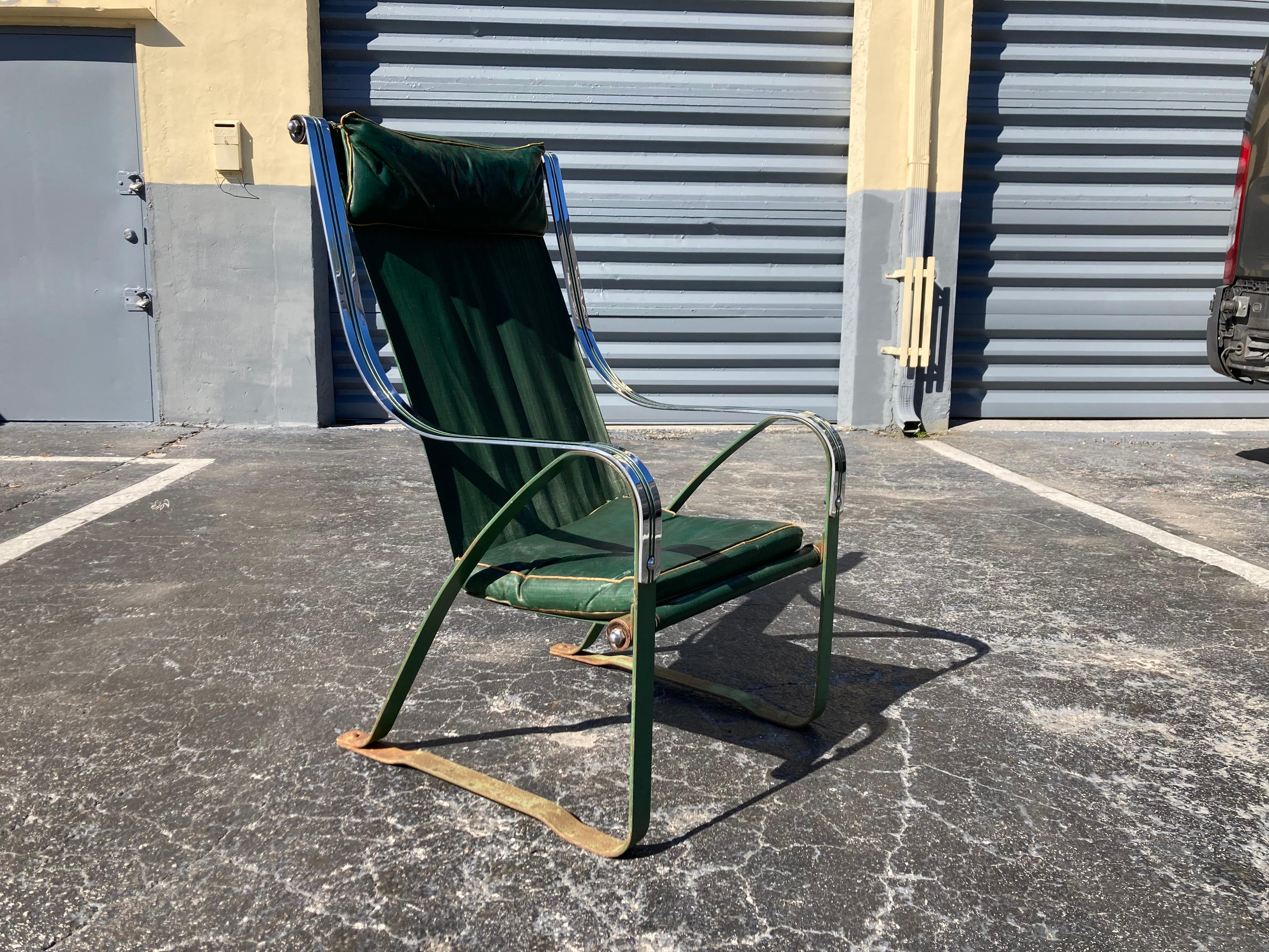 Mid-20th Century Green Sling Lounge Chair by Mckay Craft For Sale