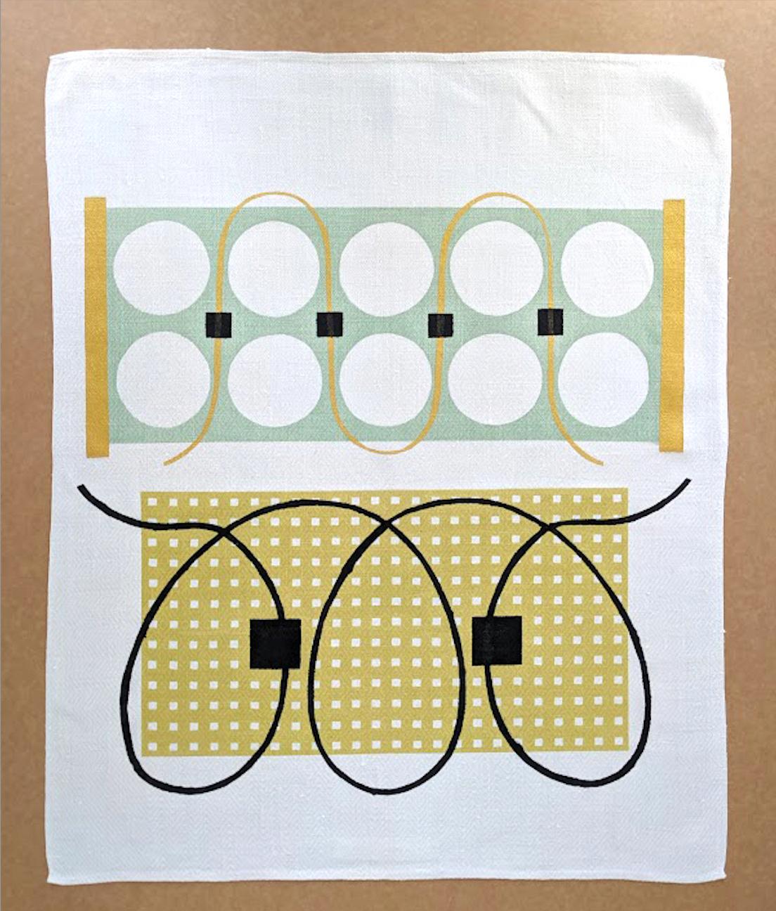 Green small: textile print on linen fabric towel by Kristina Lundsjö In New Condition For Sale In София, BG