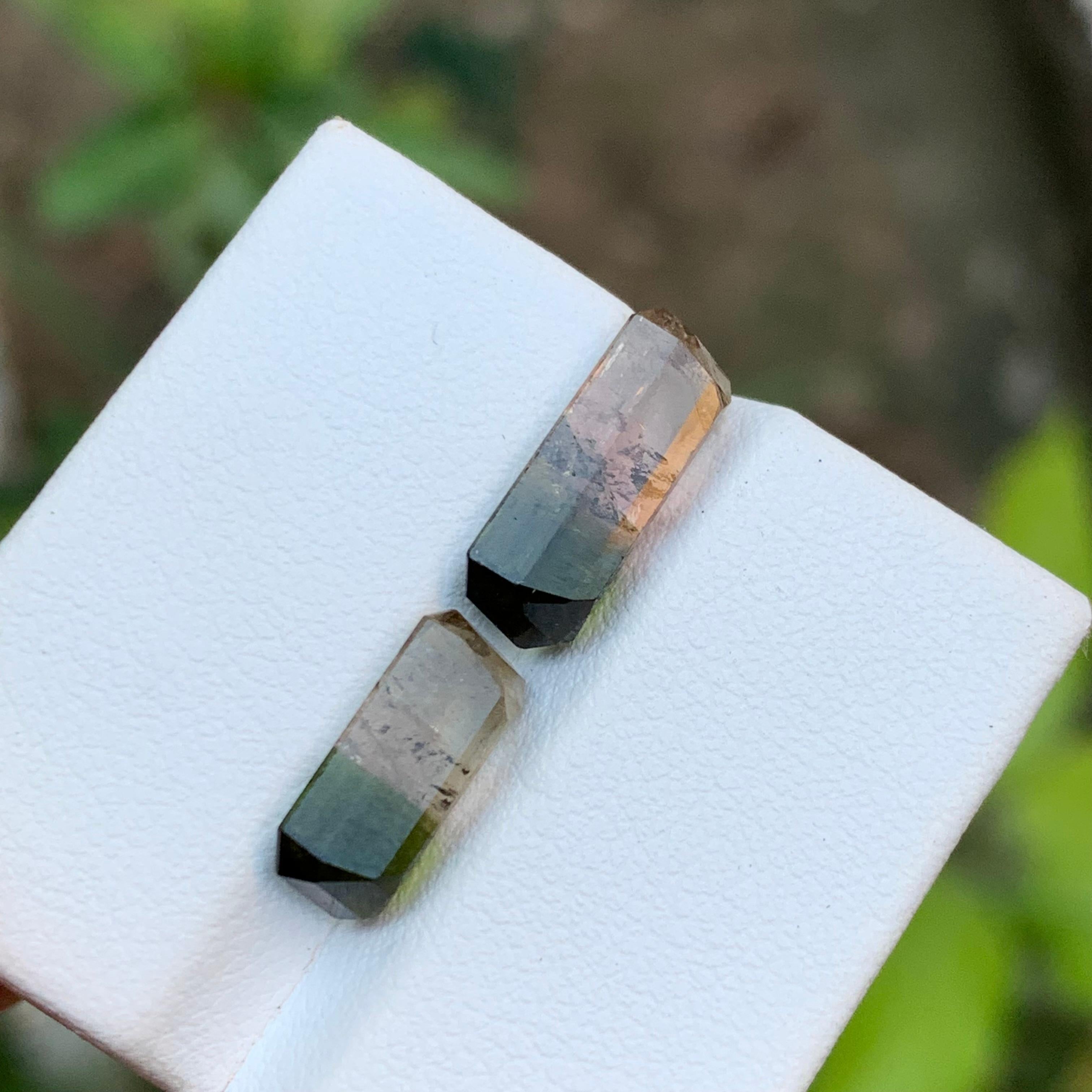 Green & Soft Pink Watermelon Bicolor Tourmaline Gemstones 7 Ct Emerald Cut-Jewel For Sale 1