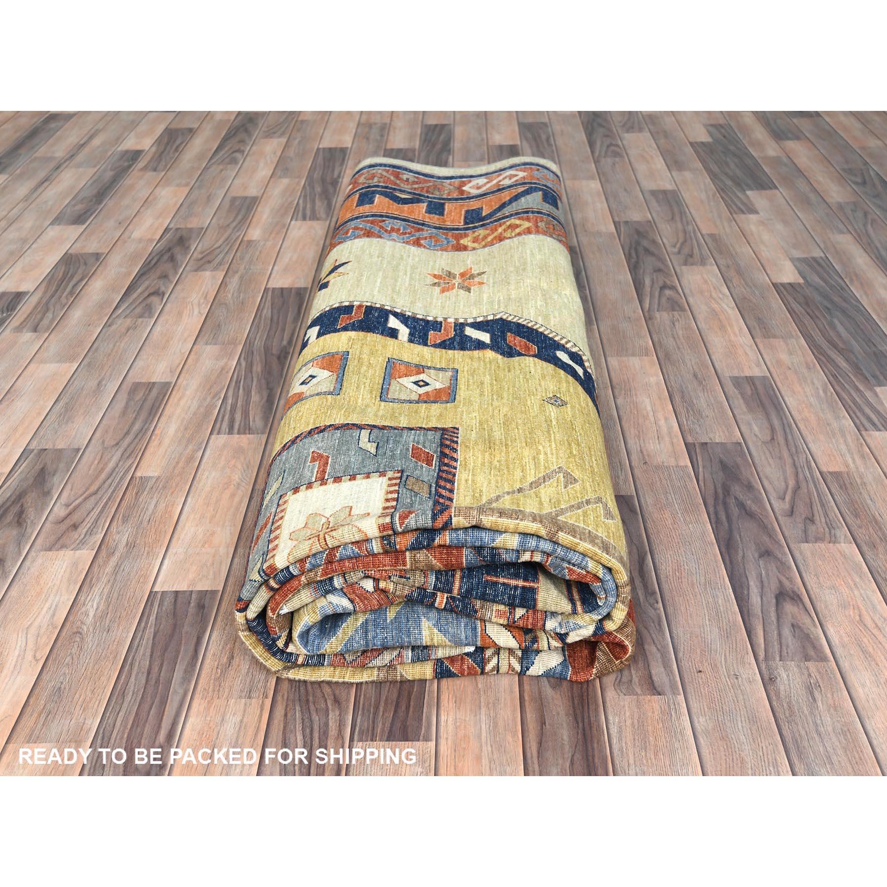 Vert Laine douce nouée à la main d'inspiration arménienne Design 200 KPSI Rug 10'2