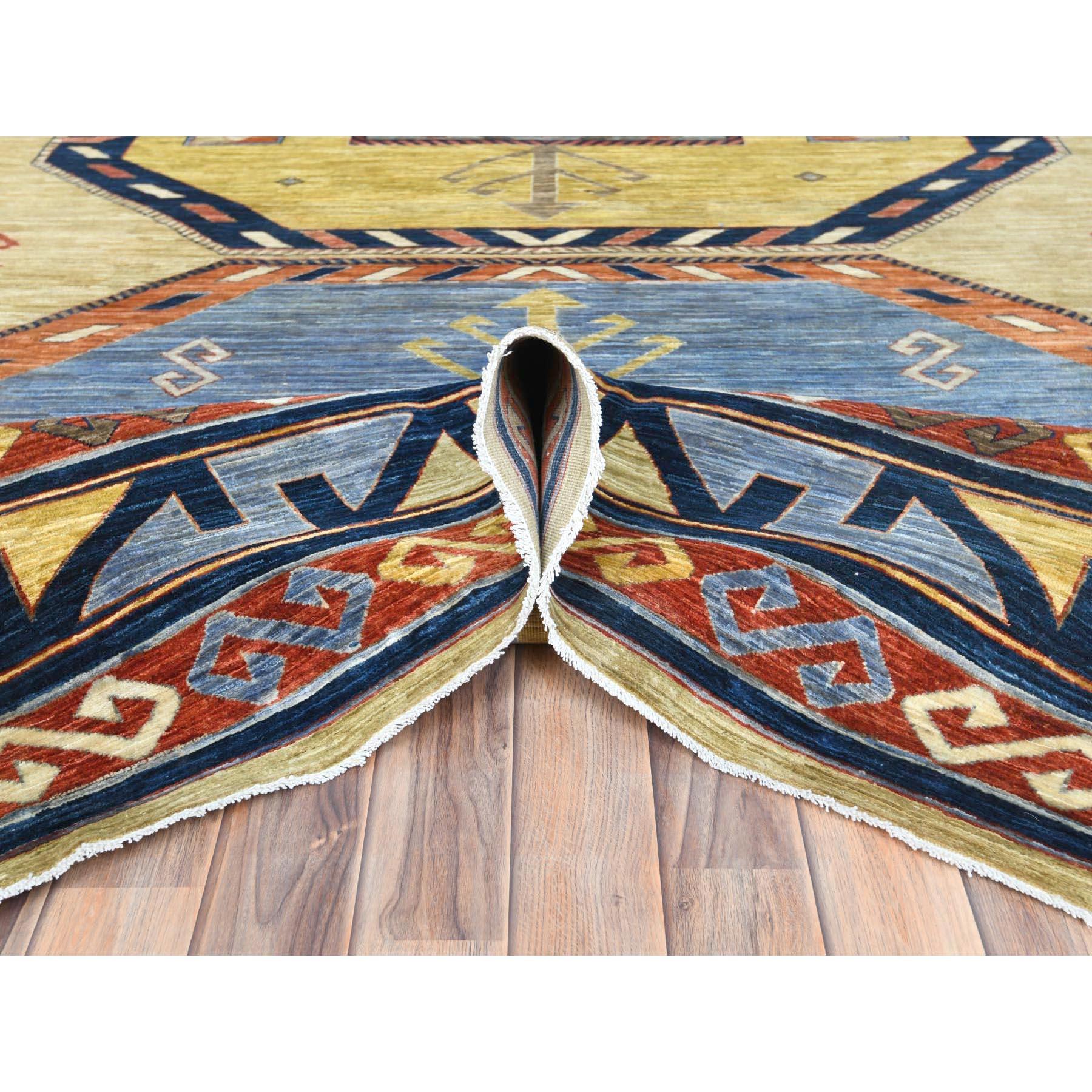 Vert Laine douce nouée à la main d'inspiration arménienne Design 200 KPSI Rug 10'2