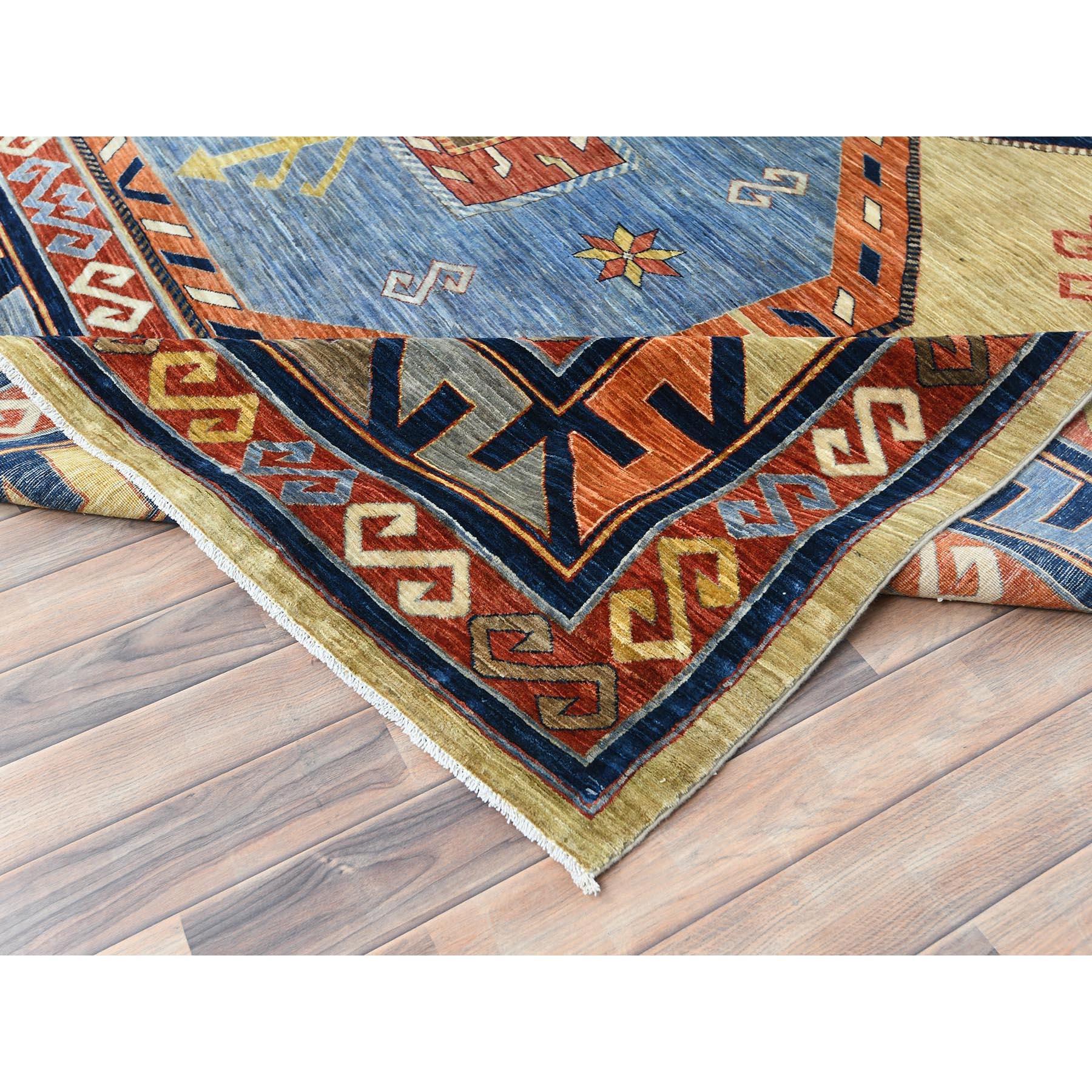 XXIe siècle et contemporain Vert Laine douce nouée à la main d'inspiration arménienne Design 200 KPSI Rug 10'2