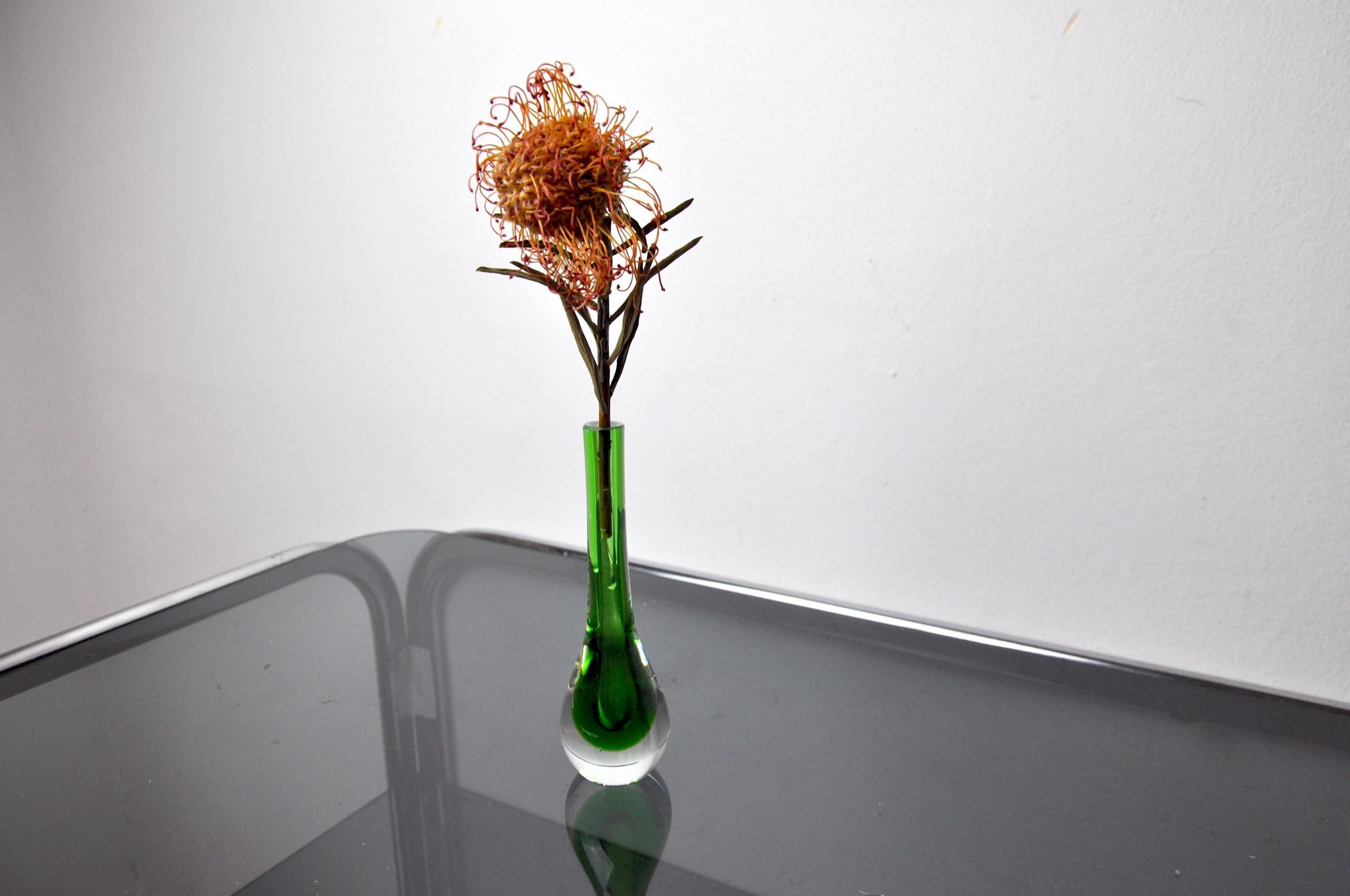 Cristallo Vaso Soliflor Sommerso verde di Seguso, Murano, Italia, circa 1970 in vendita