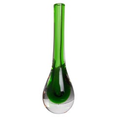 Retro Green Soliflor Sommerso Vase by Seguso, Murano, Italy, circa 1970