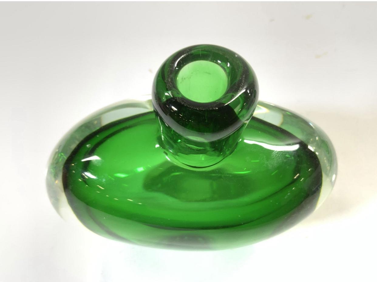 Green Sommerso Murano Glass Decanter With Stopper. Vidrio soplado en venta