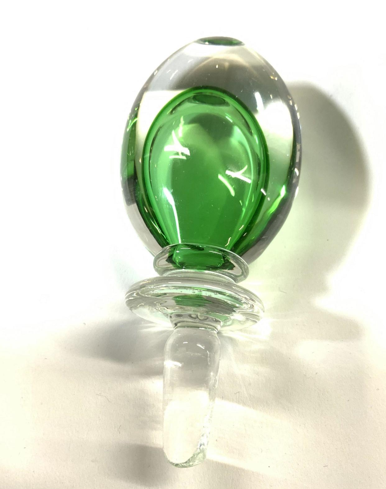 Green Sommerso Murano Glass Decanter With Stopper. en venta 1
