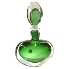 Green Sommerso Murano Glass Decanter With Stopper.