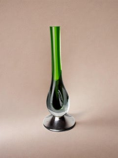 Green sommerso soliflor vase by seguso, murano, italy, 1970's