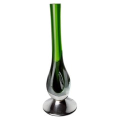 Green sommerso soliflor vase by seguso, murano, italy, 1970's