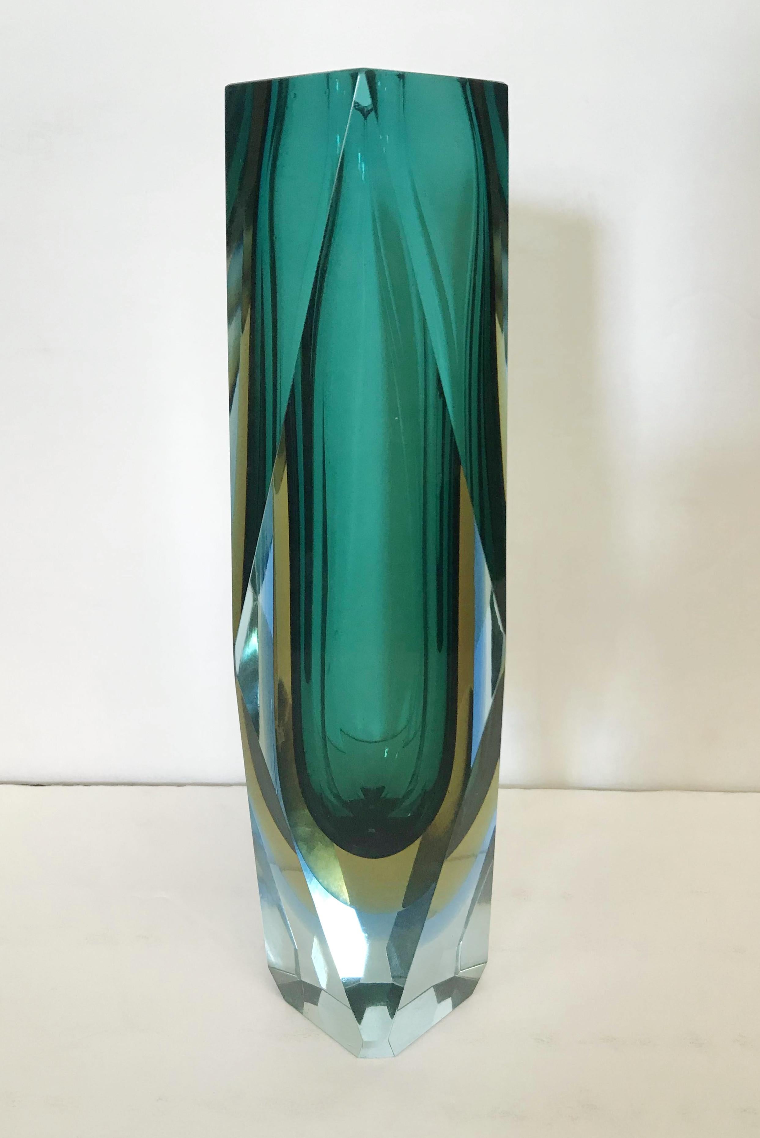 Mid-Century Modern Green Sommerso Vase by Mandruzzato FINAL CLEARANCE SALE