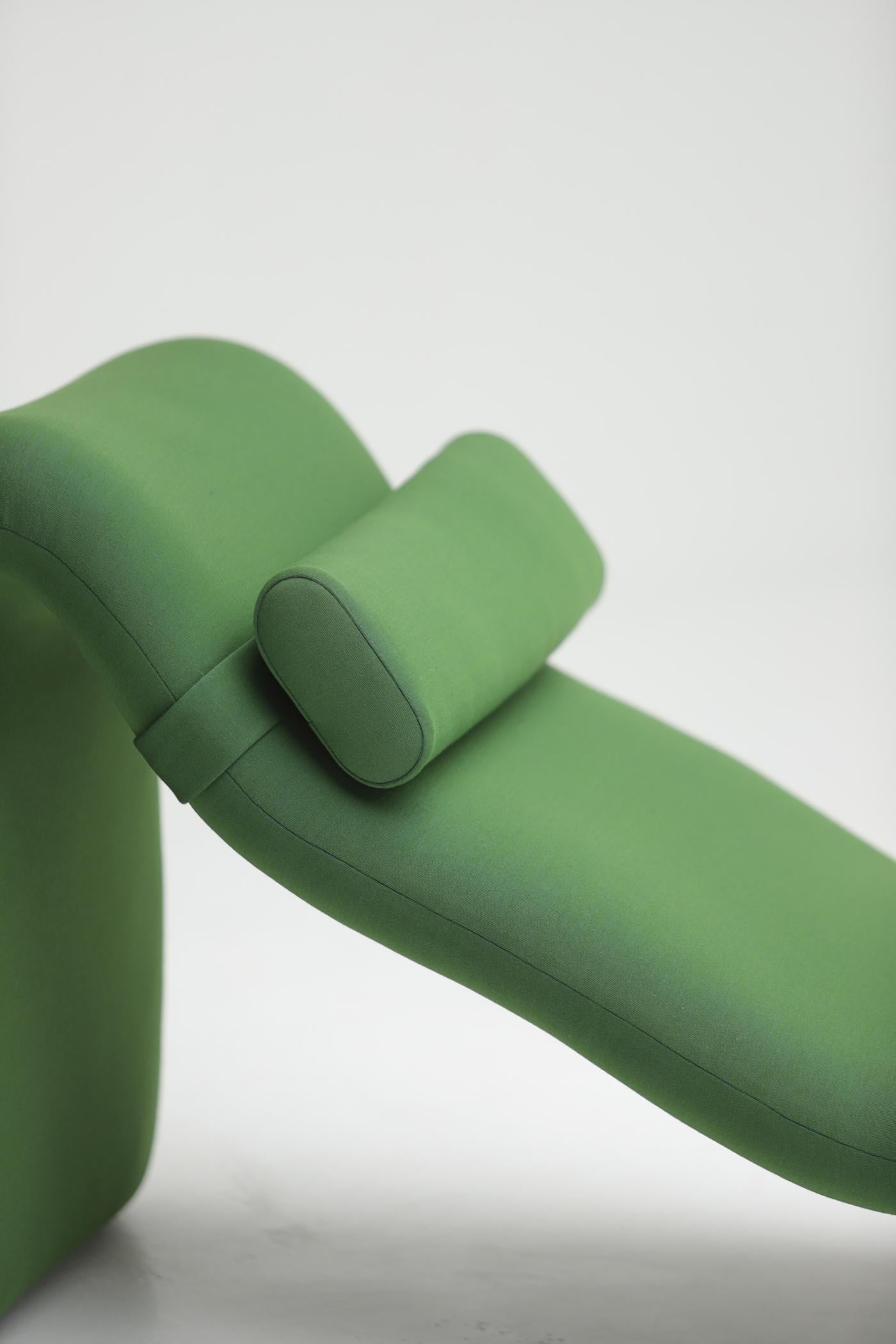 Tessuto Sedia lounge Djinn di Olivier Mourgue per Airborne 1964, in stile green space age in vendita