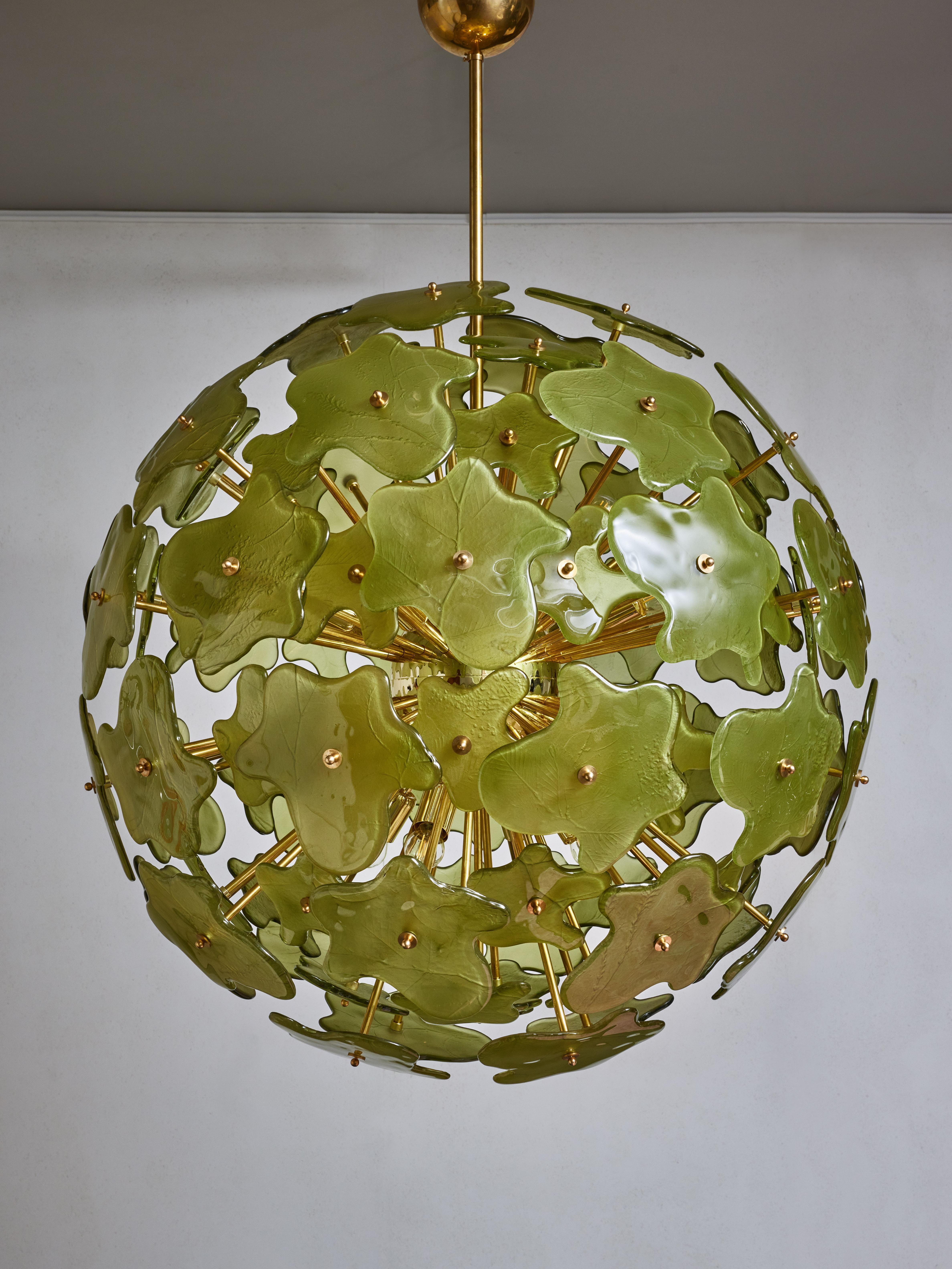 Moderne Chandelier en verre de Murano à éclats verts en vente