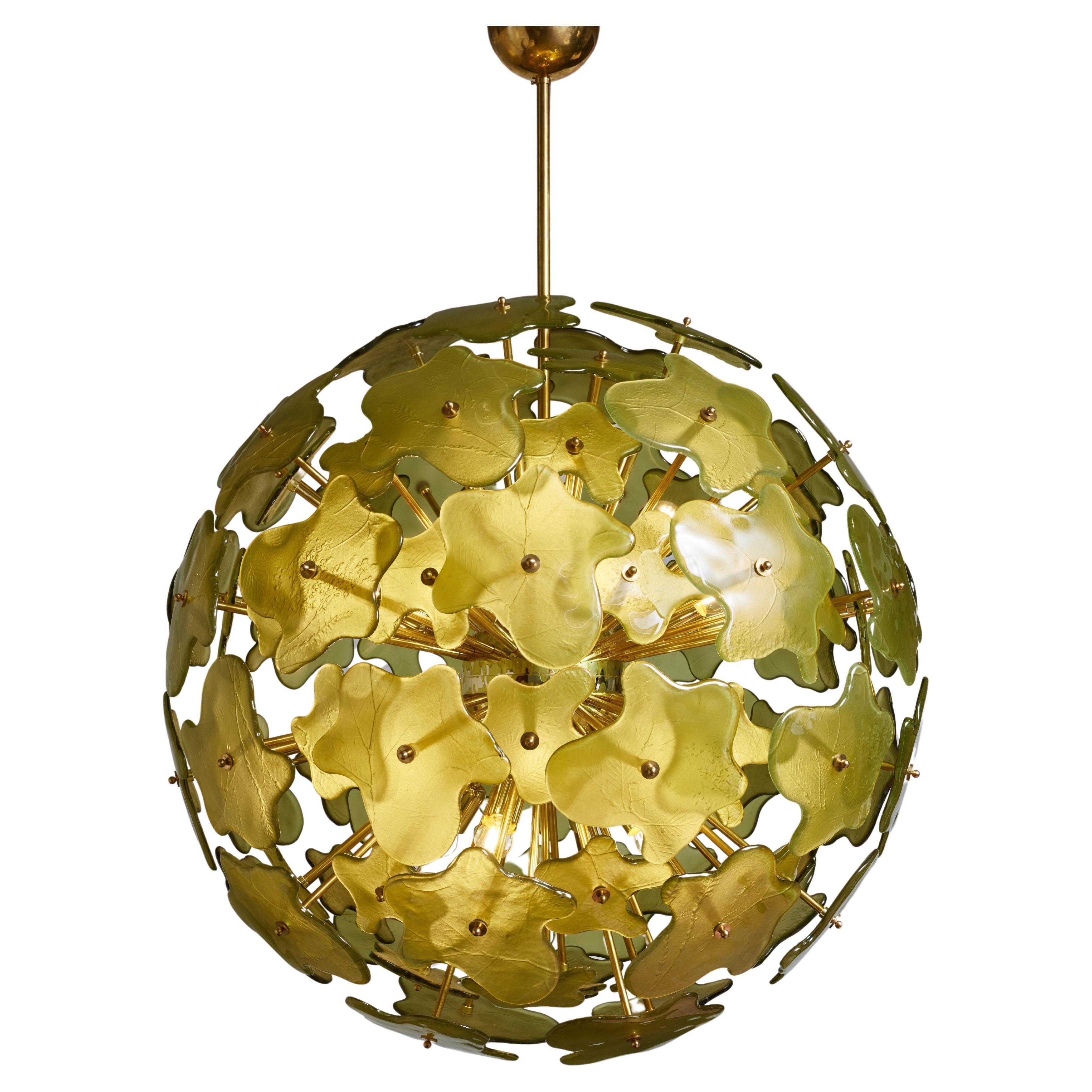 Green Spatters Murano Glass Chandelier