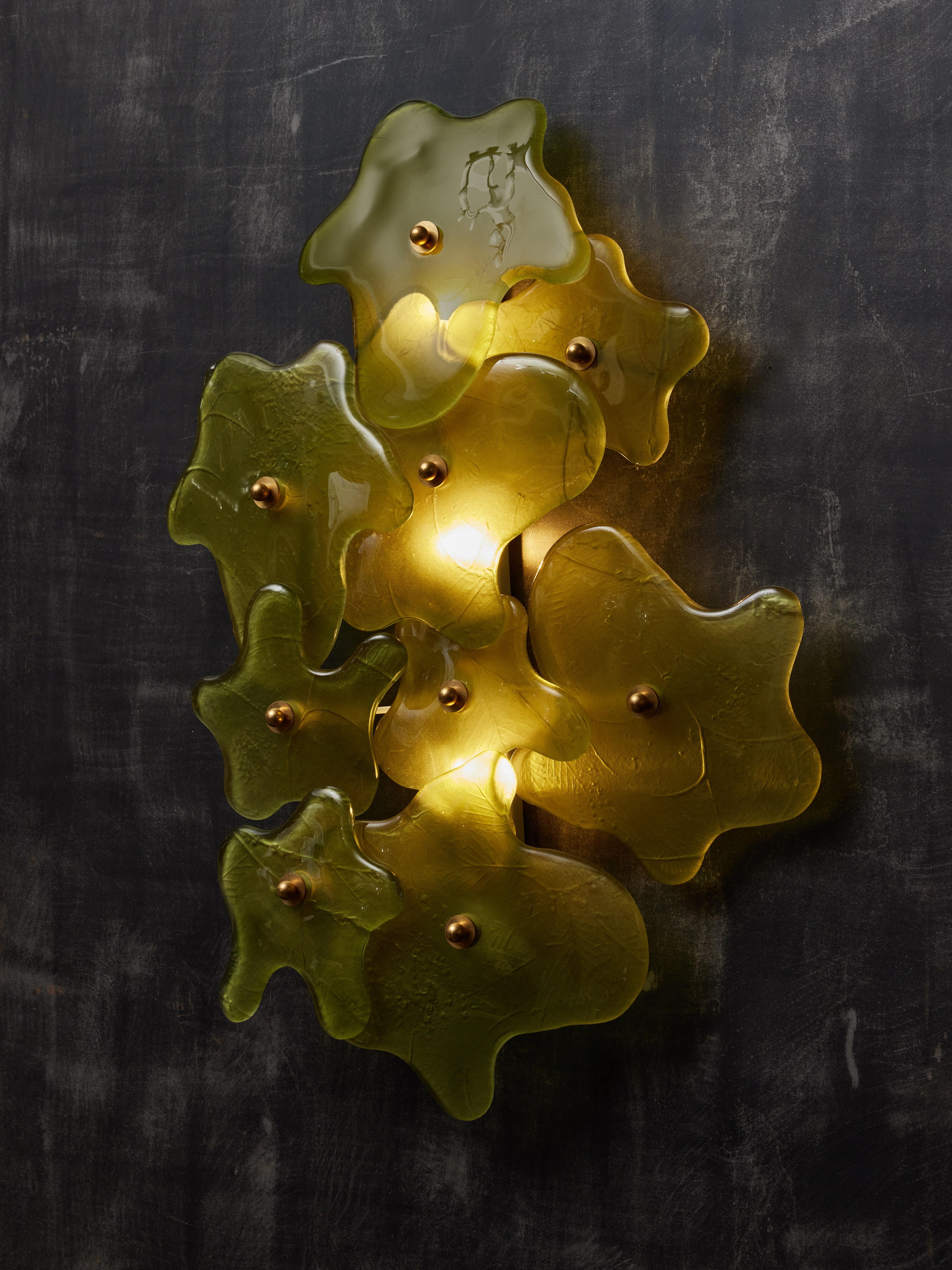 Green Spatters Murano Glass Wall Sconces For Sale 1