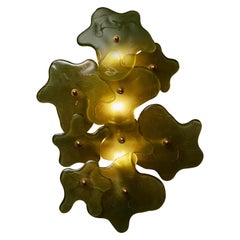 Applique in vetro di Murano con schizzi di colore verde