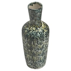 Green Speckled Glaze Bottle Shape Vase, Italy, Mid Century